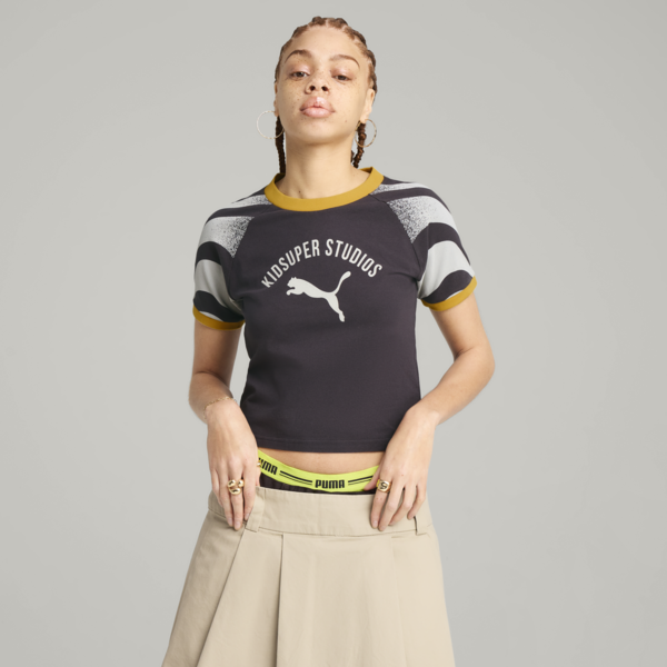 PUMA x KIDSUPER Tee Women, Dark Coal, large-ZAF
