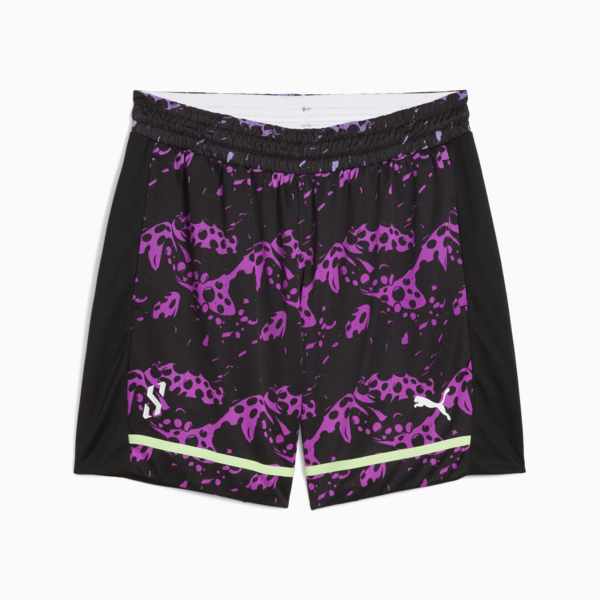 Scoot Purple Lab Men's Basketball Shorts, PUMA Black-Lavender Alert-Pure Magenta, large-ZAF
