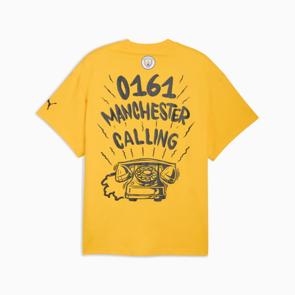 PUMA HOOPS x MANCHESTER CITY Basketball Tee Men, Yellow Sizzle, large-MEX