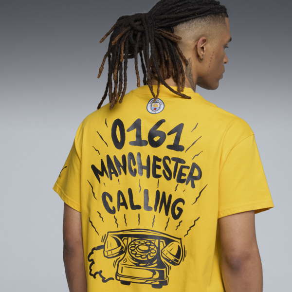 PUMA HOOPS x MANCHESTER CITY Basketball Tee Men, Yellow Sizzle, large-MEX