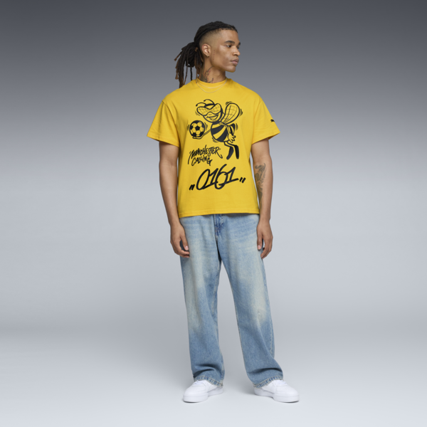 PUMA HOOPS x MANCHESTER CITY Basketball Tee Men, Yellow Sizzle, large-MEX