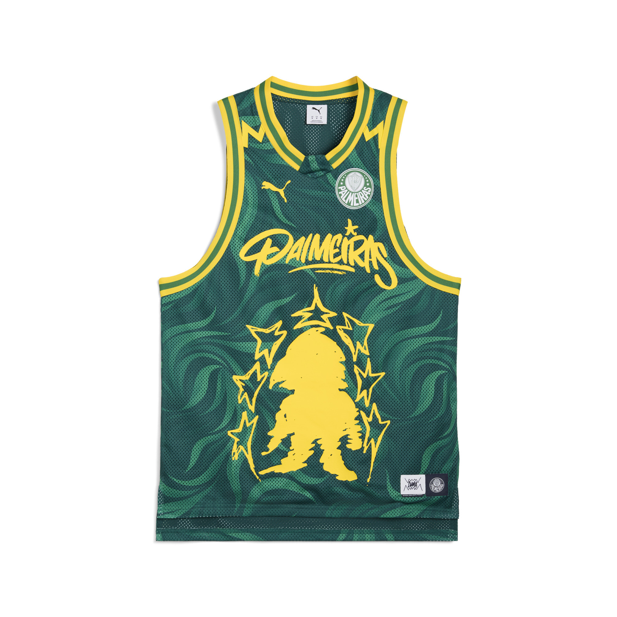 Puma HOOPS x SE PALMEIRAS Basketballtrikot Herren | Mit Colorful | Malachite/Jade Green/Aop | Größe: S