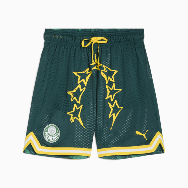 PUMA HOOPS x SE PALMEIRAS Basketball Shorts Men, Malachite-Jade Green-AOP, large-MEX