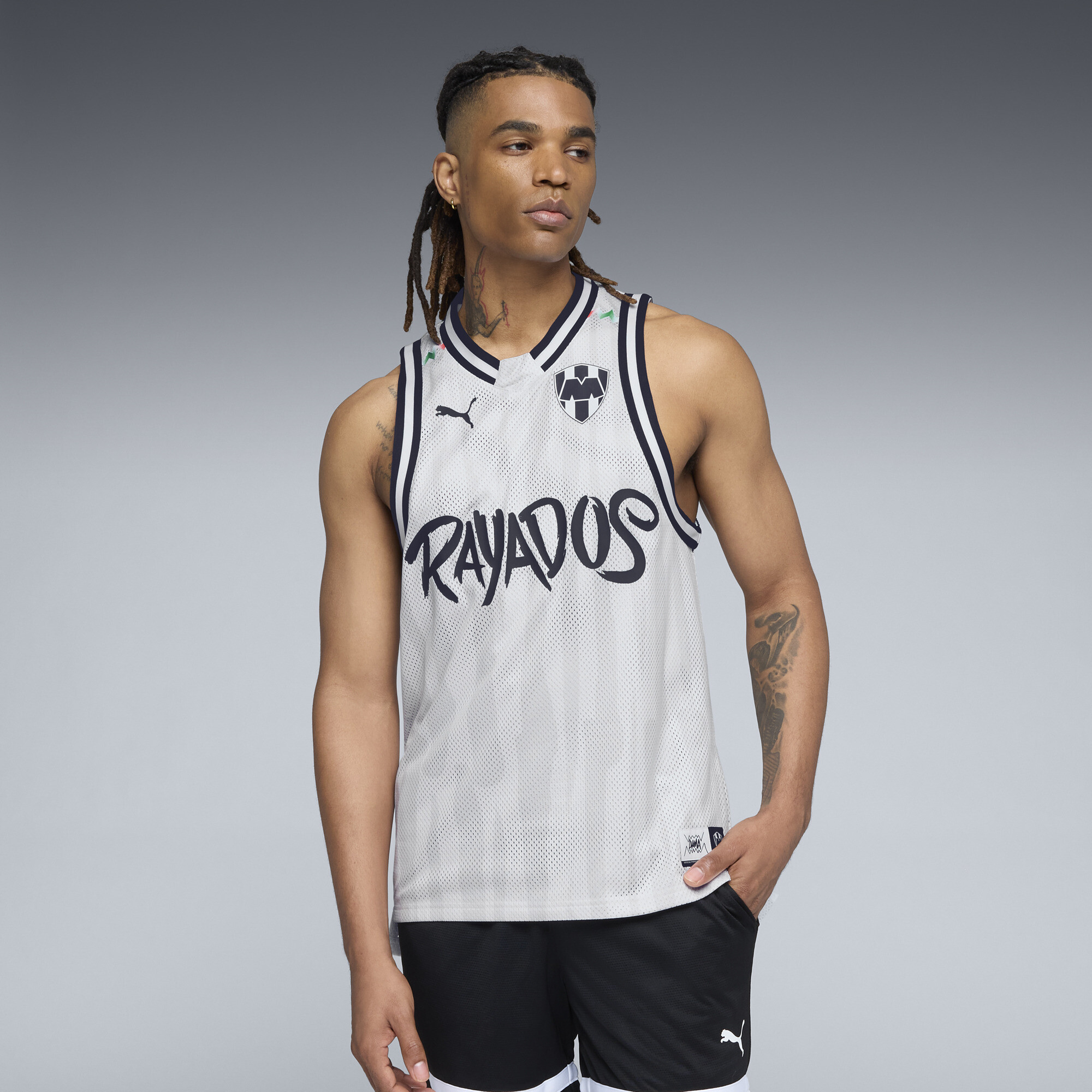 PUMA HOOPS x CF MONTERREY basketbalshirt voor Heren, Grijs/Wit, Maat S thumbnail 6