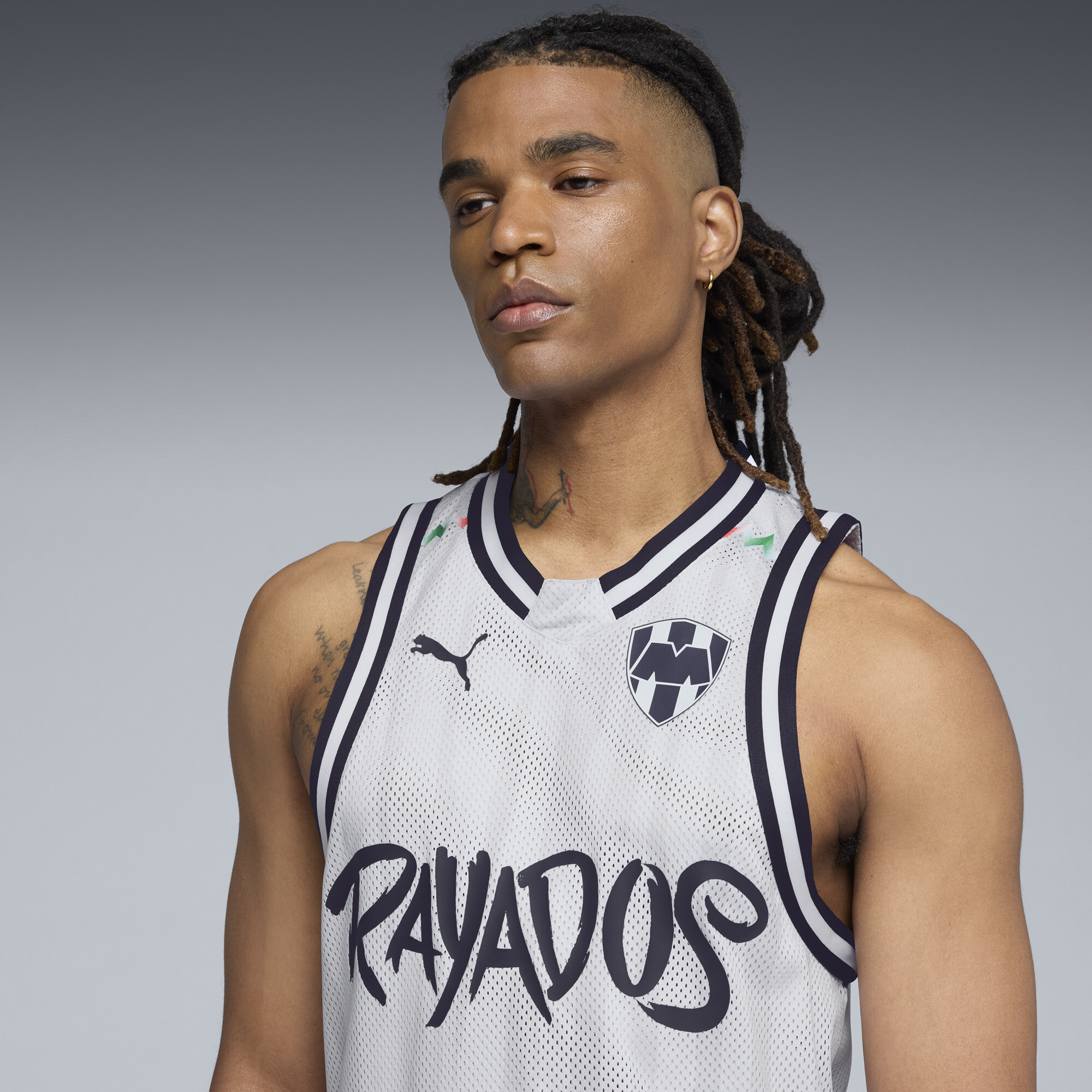 PUMA HOOPS x CF MONTERREY basketbalshirt voor Heren, Grijs/Wit, Maat S thumbnail 5