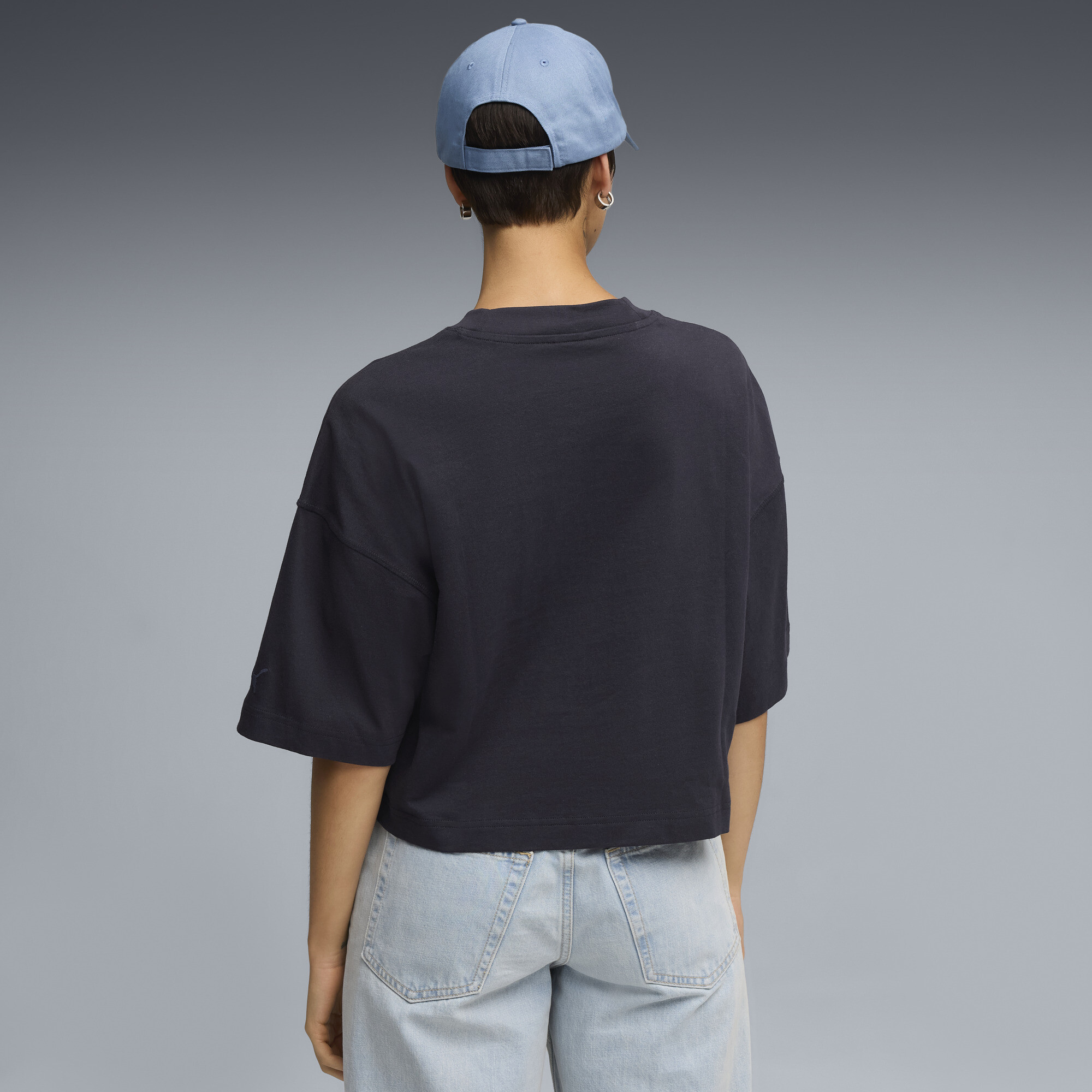 PUMA Premium Essentials oversized T-shirt met afbeelding voor Dames, Blauw, Maat XS thumbnail 5