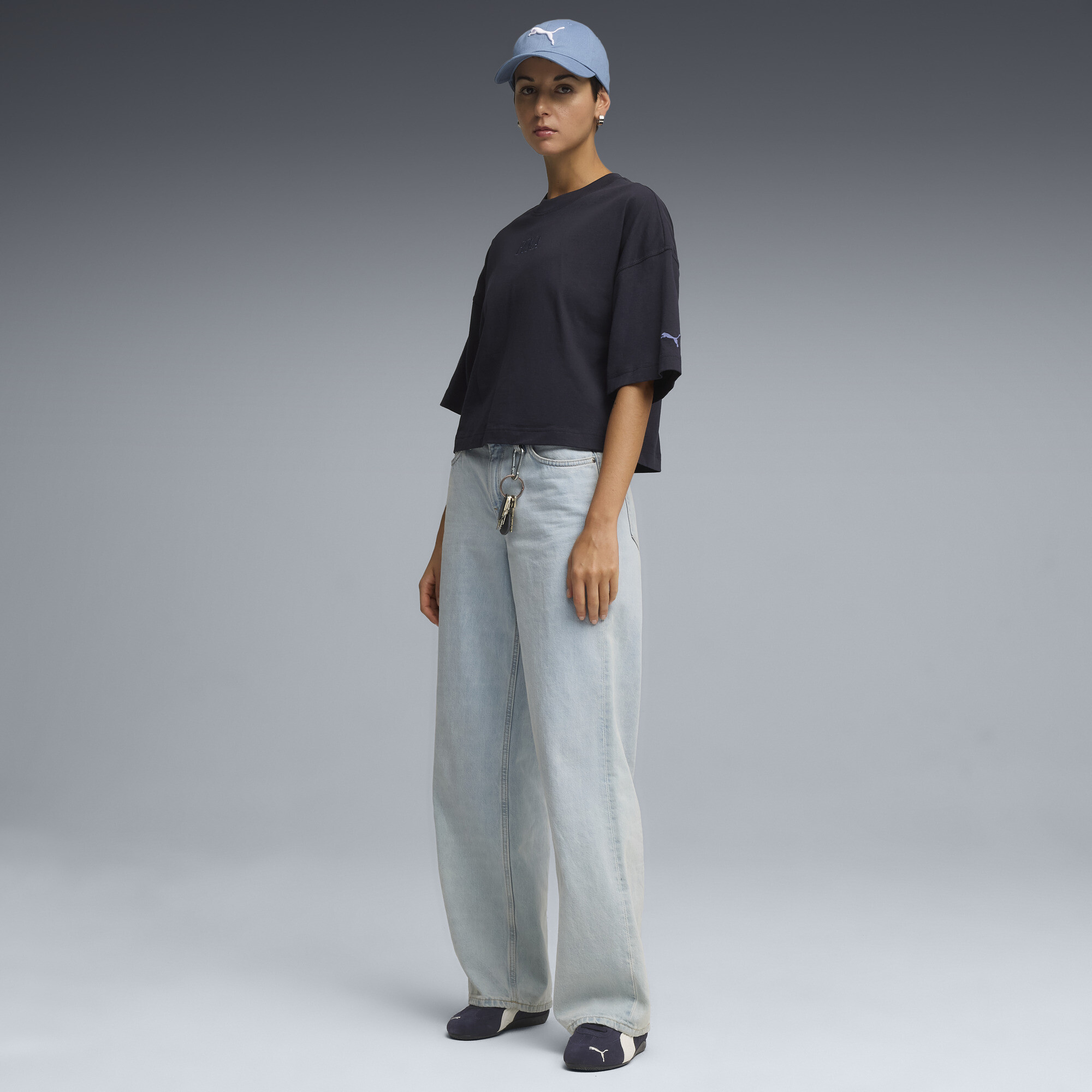 PUMA Premium Essentials oversized T-shirt met afbeelding voor Dames, Blauw, Maat XS thumbnail 4