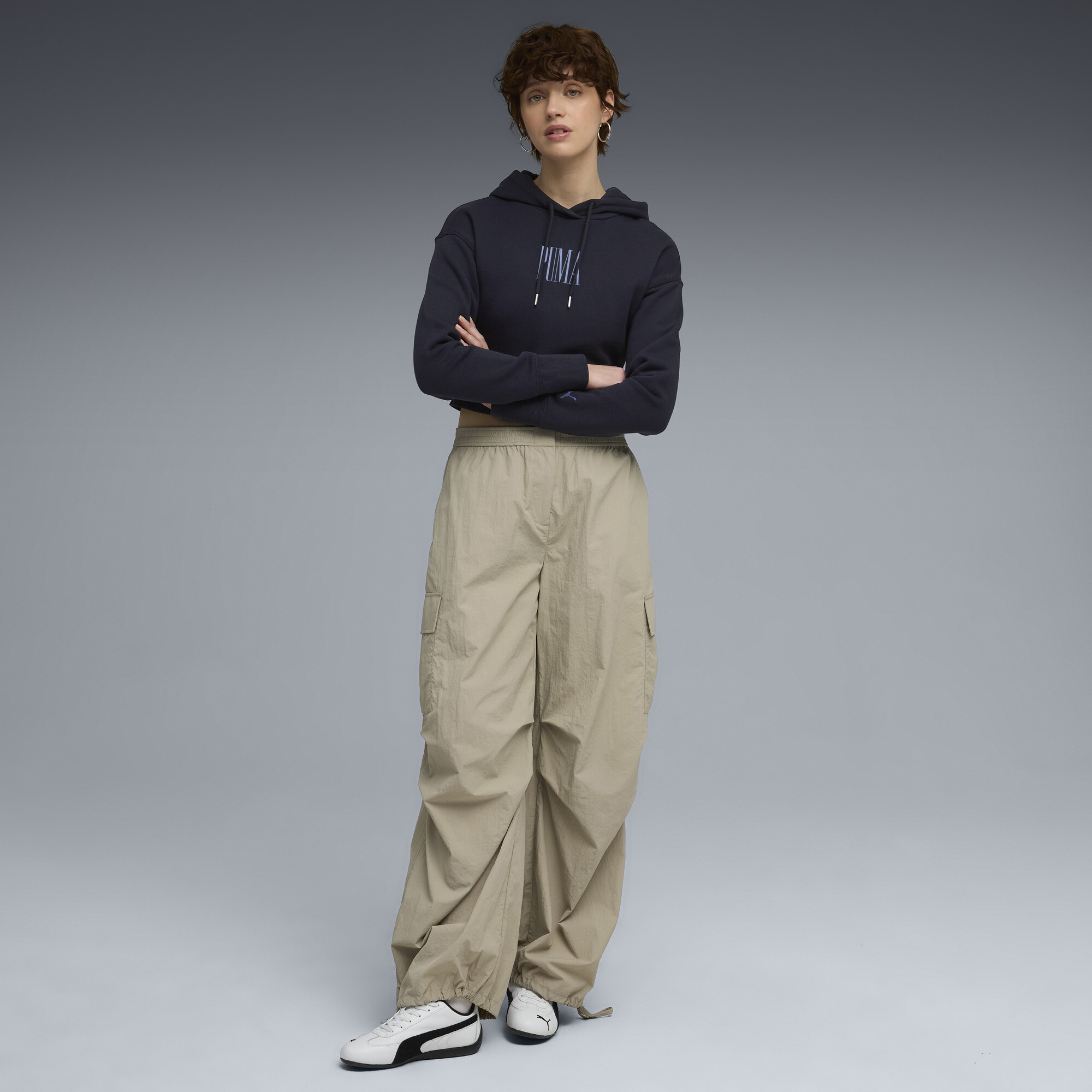 PUMA Premium Essentials relaxte hoodie met print voor Dames, Blauw, Maat XL thumbnail 4