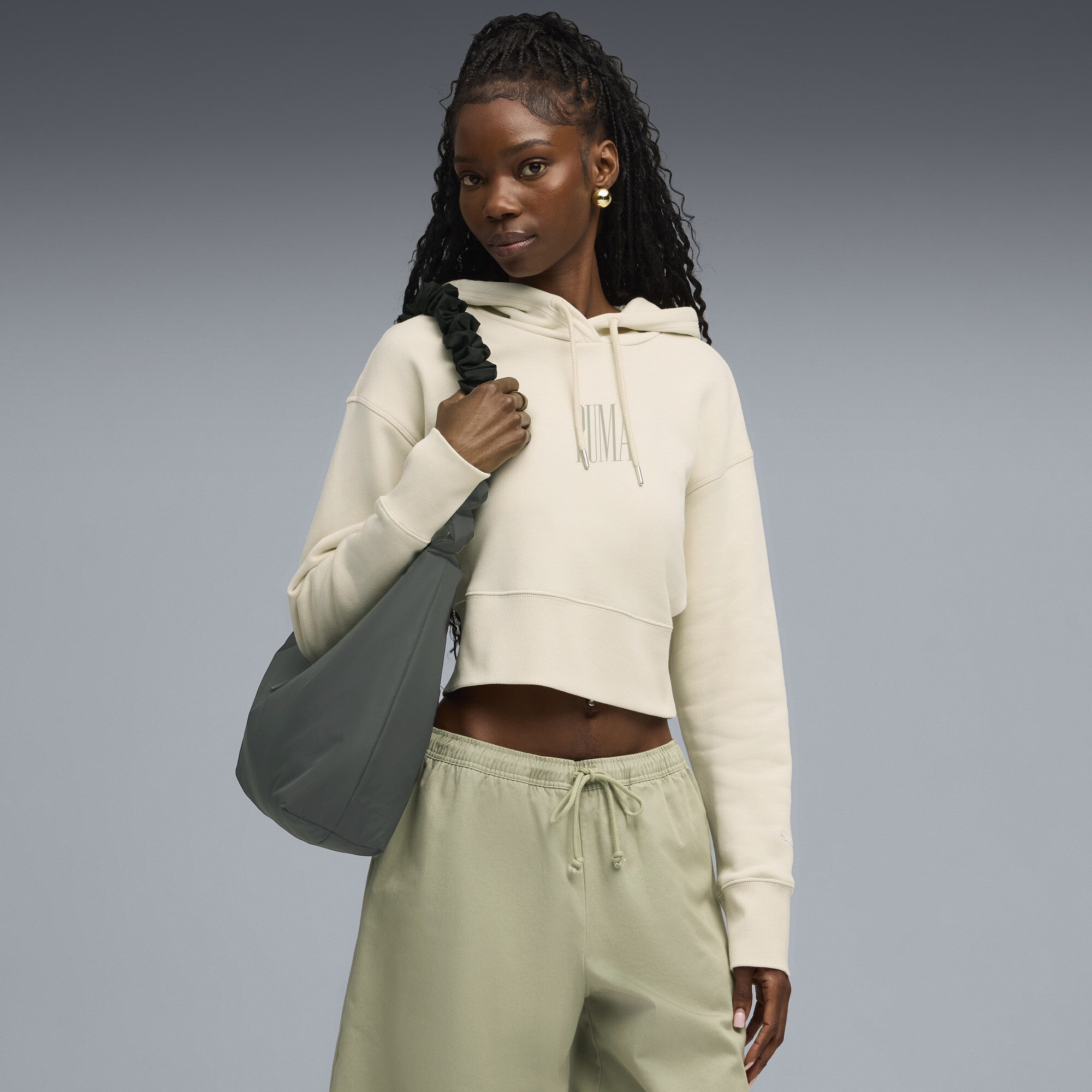 PUMA Premium Essentials relaxte hoodie met print voor Dames, Maat M