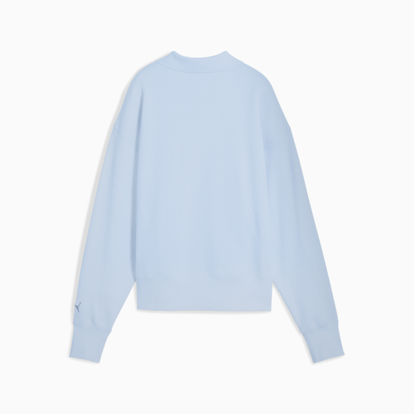 Premium Essentials Oversized Graphic Polo Crew Sweatshirt Women, Haute Tropic, large-ZAF
