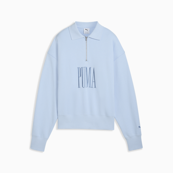 Premium Essentials Oversized Graphic Polo Crew Sweatshirt Women, Haute Tropic, large-ZAF