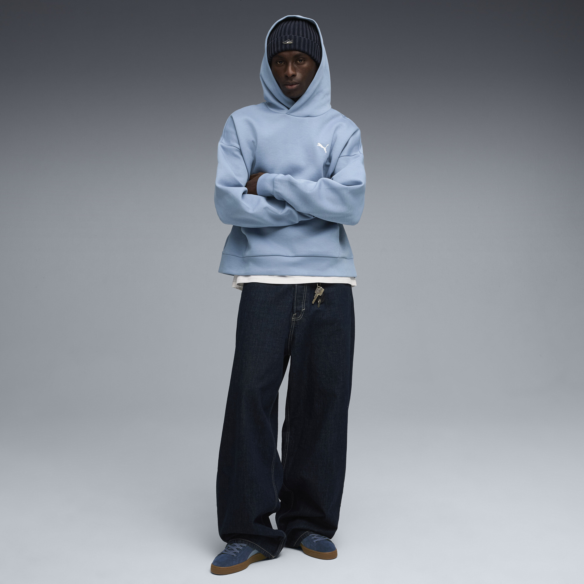 PUMA GARDEROBE ESS boxy hoodie voor Heren, Blauw, Maat M thumbnail 4