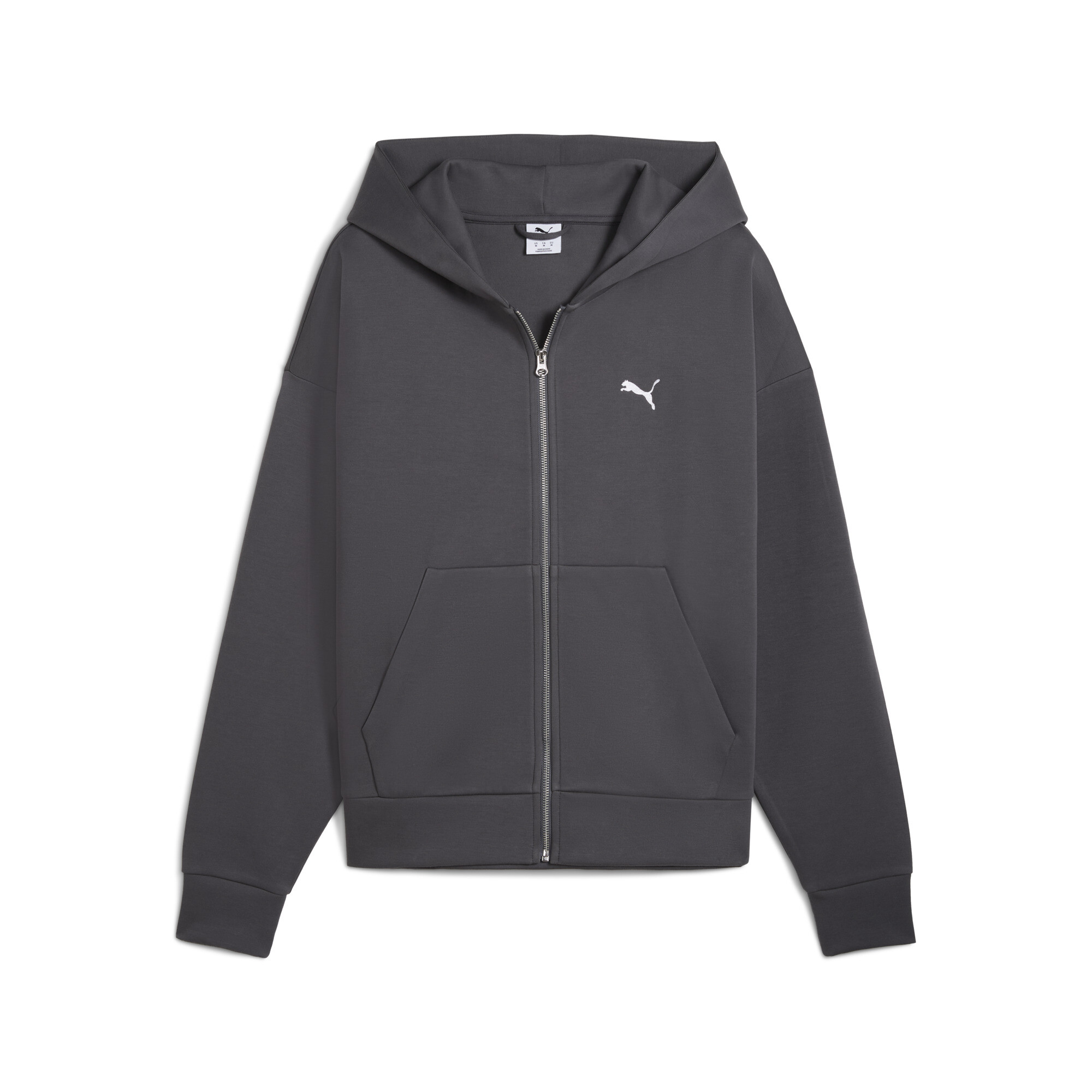 PUMA Wardrobe Essentials boxy hoodie met volledige rits voor Heren, Grijs, Maat XS thumbnail 3