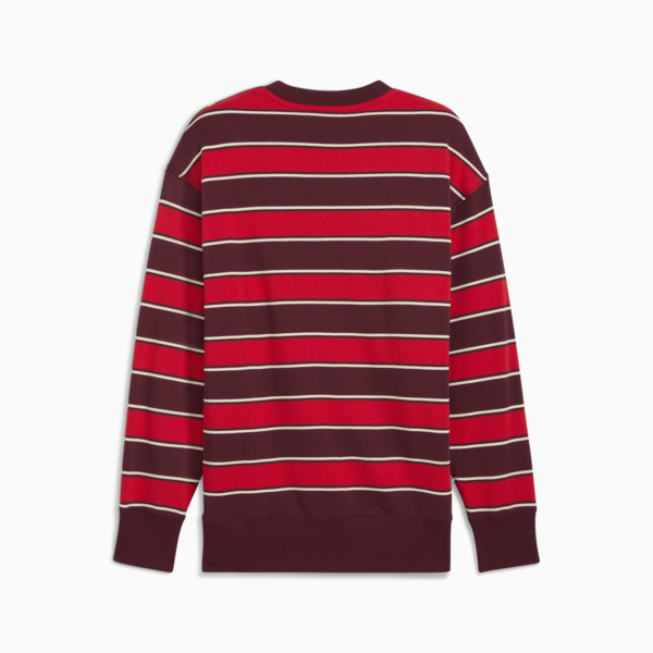 Premium Essentials Relaxed Stripe Crew Sweatshirt Unisex, Ruby Shimmer-AOP, large-ZAF