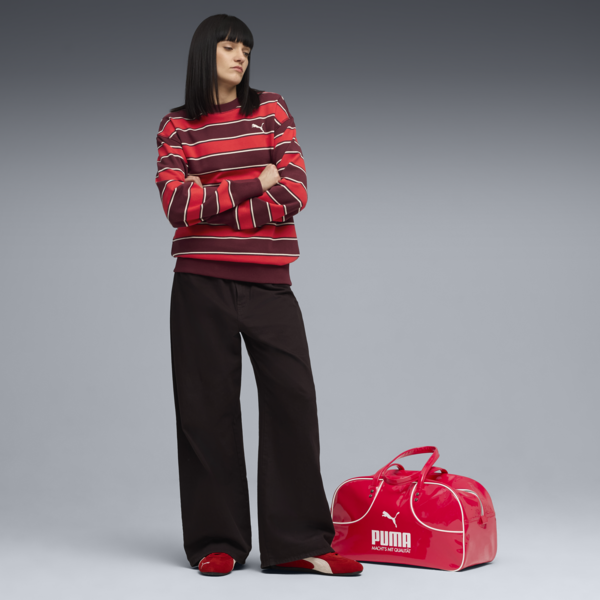Premium Essentials Relaxed Stripe Crew Sweatshirt Unisex, Ruby Shimmer-AOP, large-ZAF