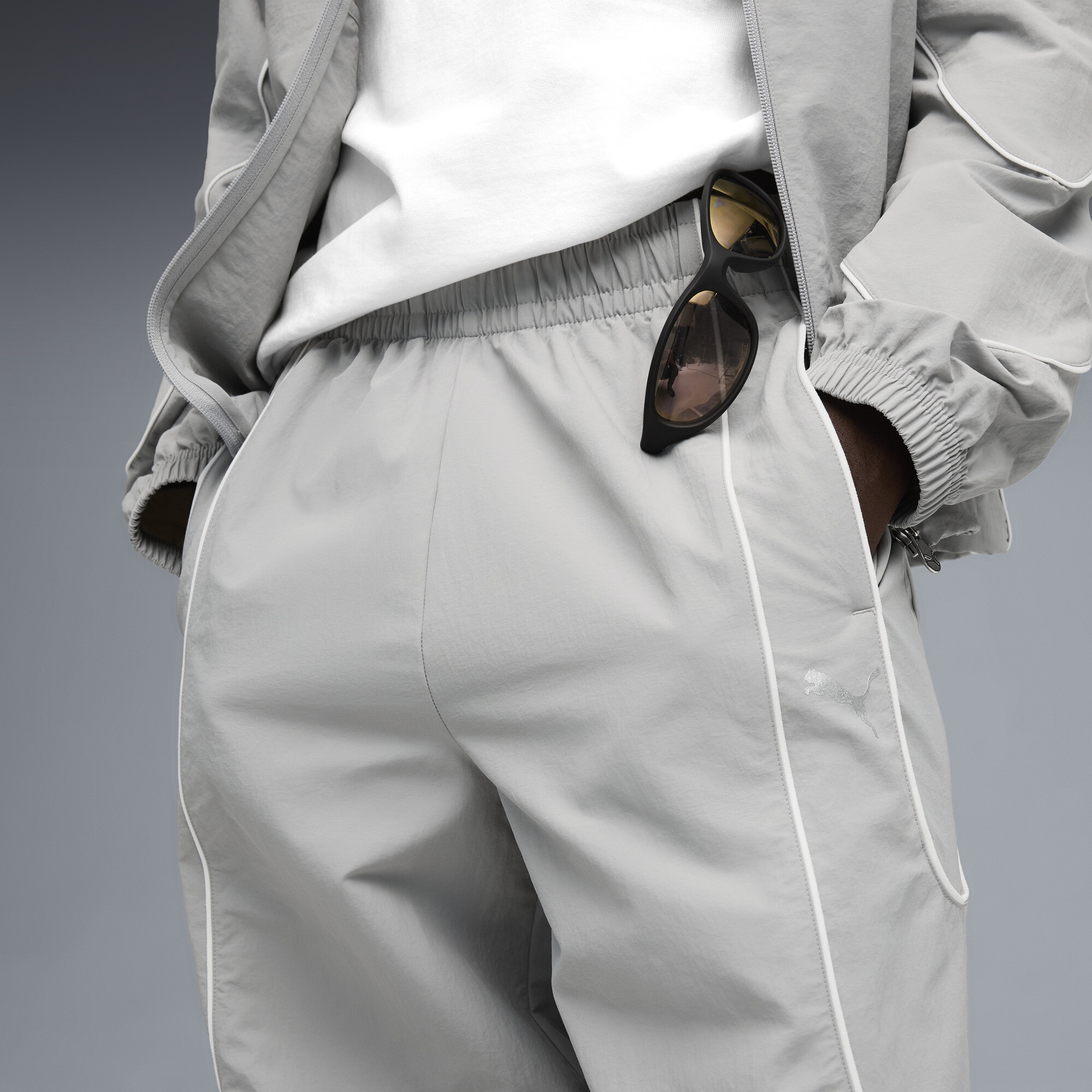 PUMATECH relaxte trainingsbroek voor Heren, Grijs/Wit, Maat XL thumbnail 7