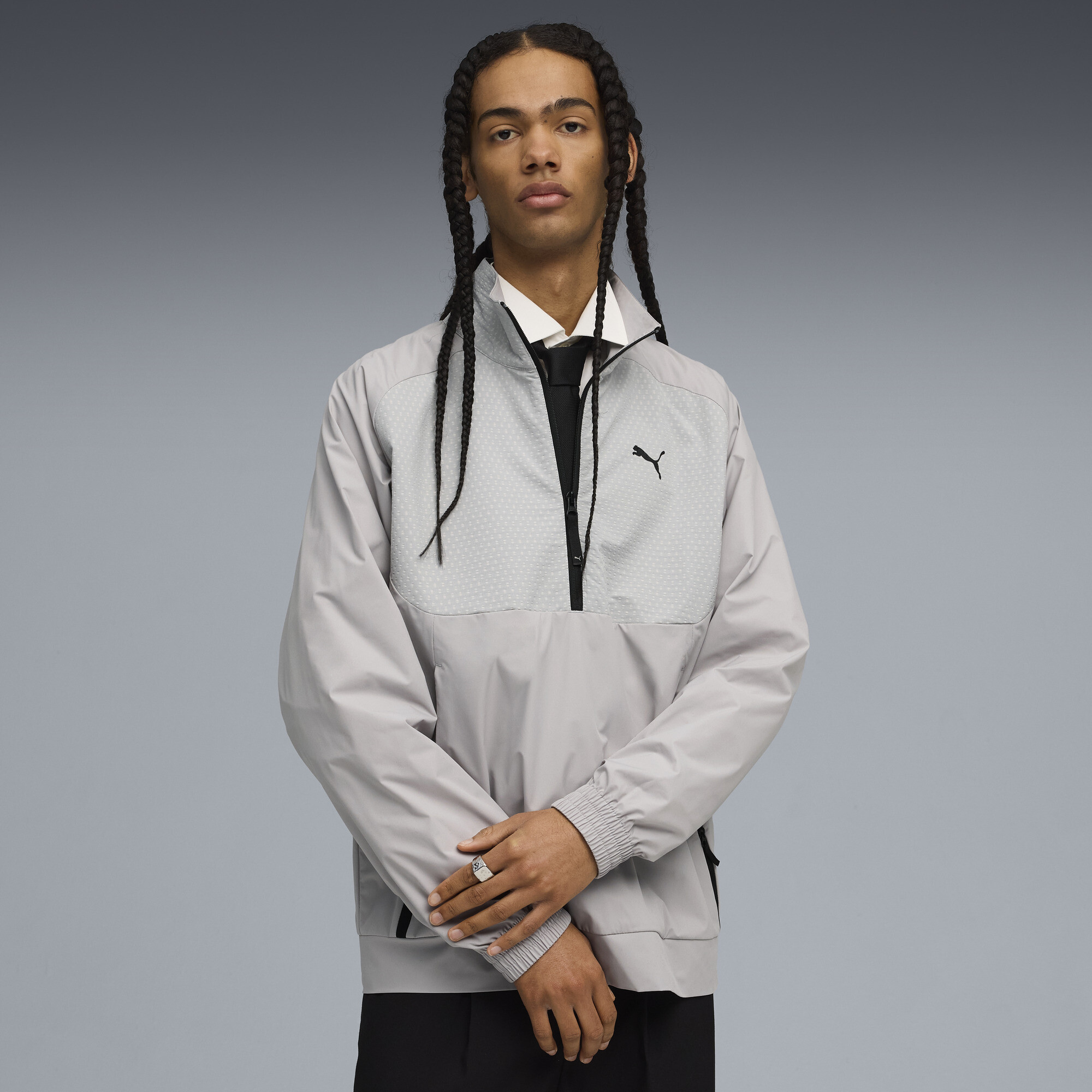 PUMATECH Men's Half-Zip Crew Neck Sweatshirt in Grey, Size XXL