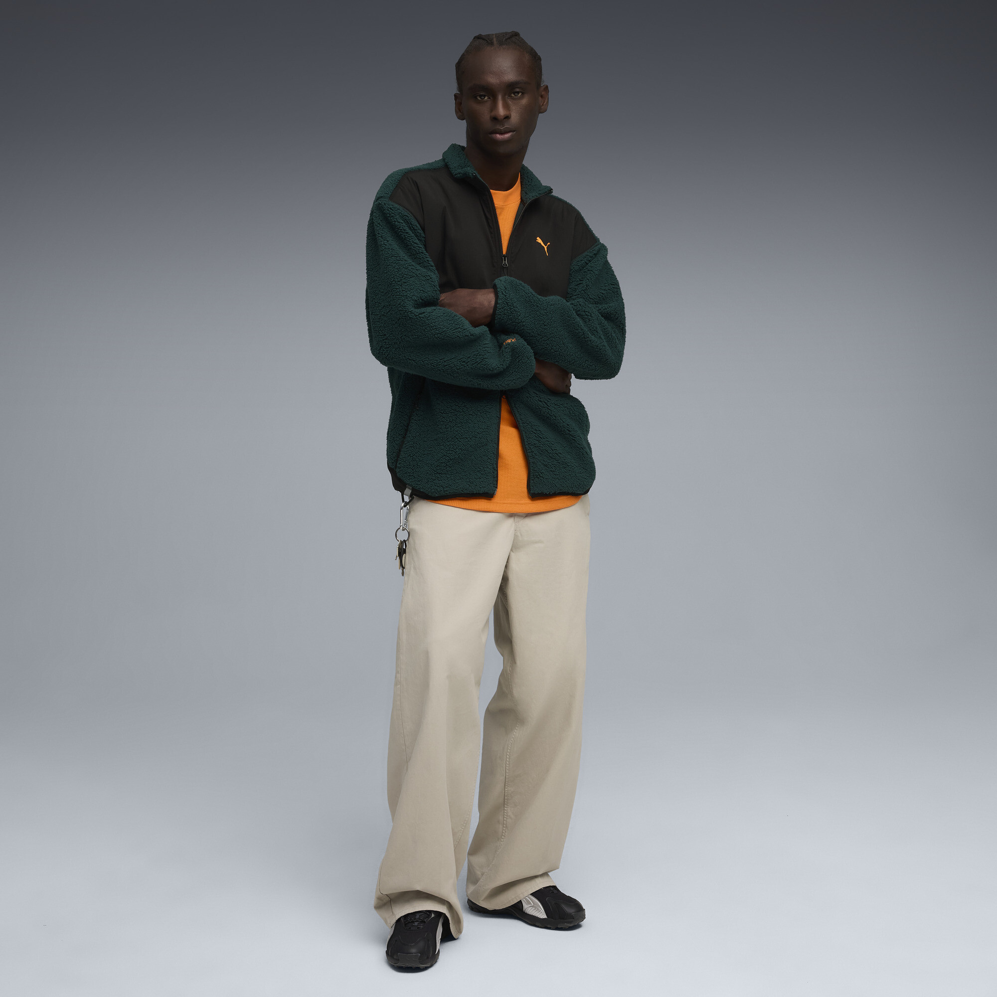 PUMATECH sherpajas met relaxte pasvorm voor Heren, Groen/Zwart, Maat L thumbnail 6