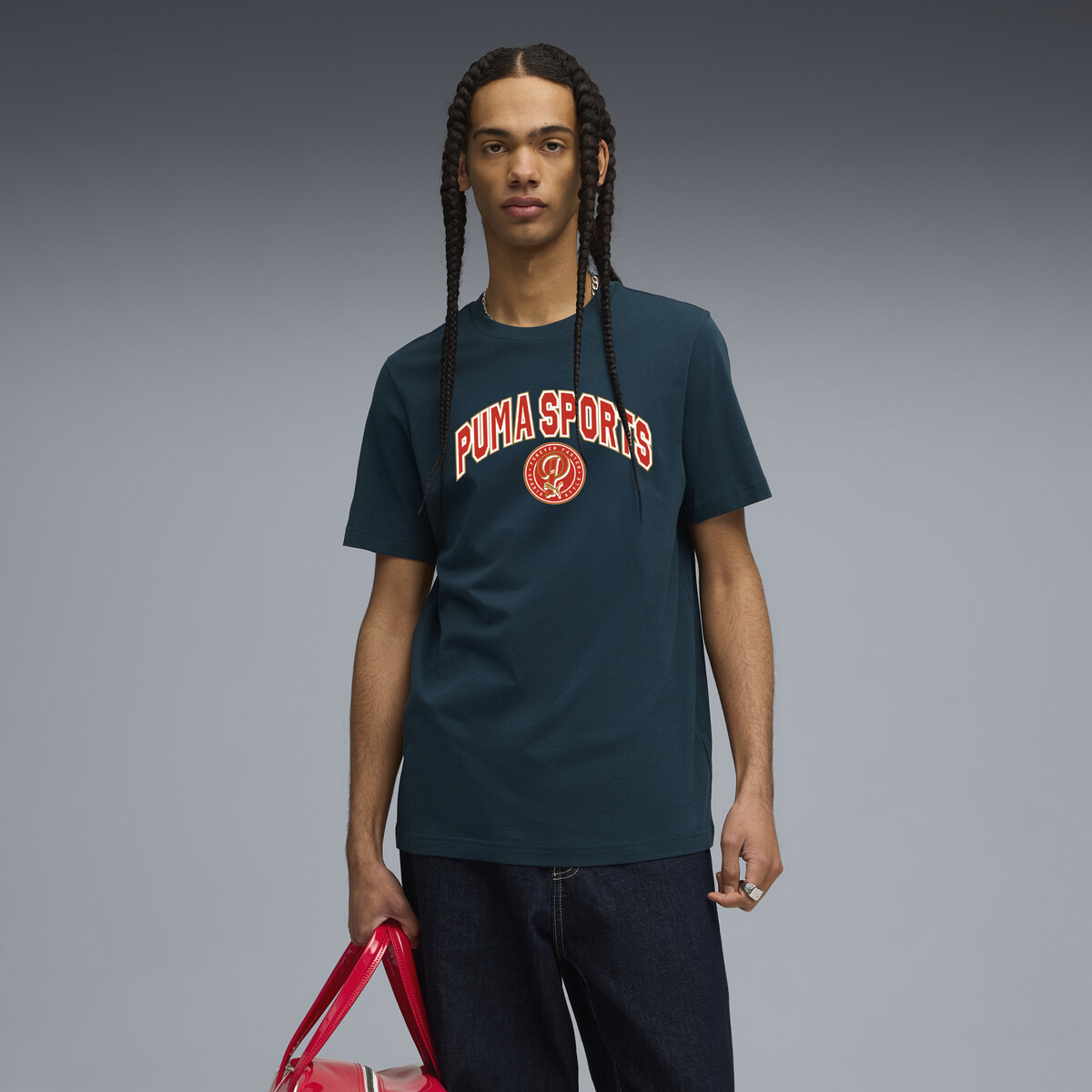 Wardrobe Essentials Sports Legacy T-Shirt Men in Green Terrain by PUMA, Medium