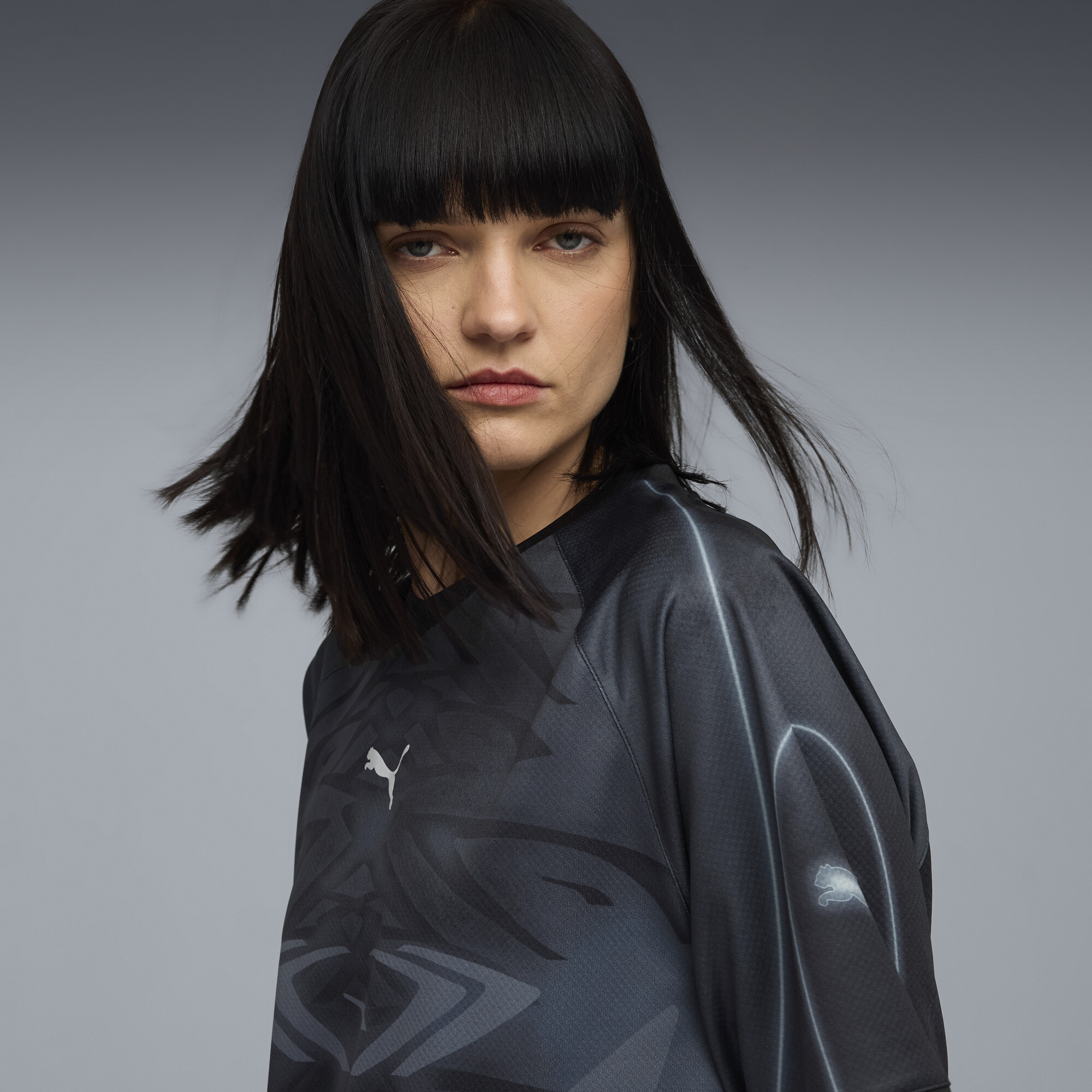 PUMATECH all-over print relaxed voetbalshirt uniseks, Zwart, Maat S thumbnail 7