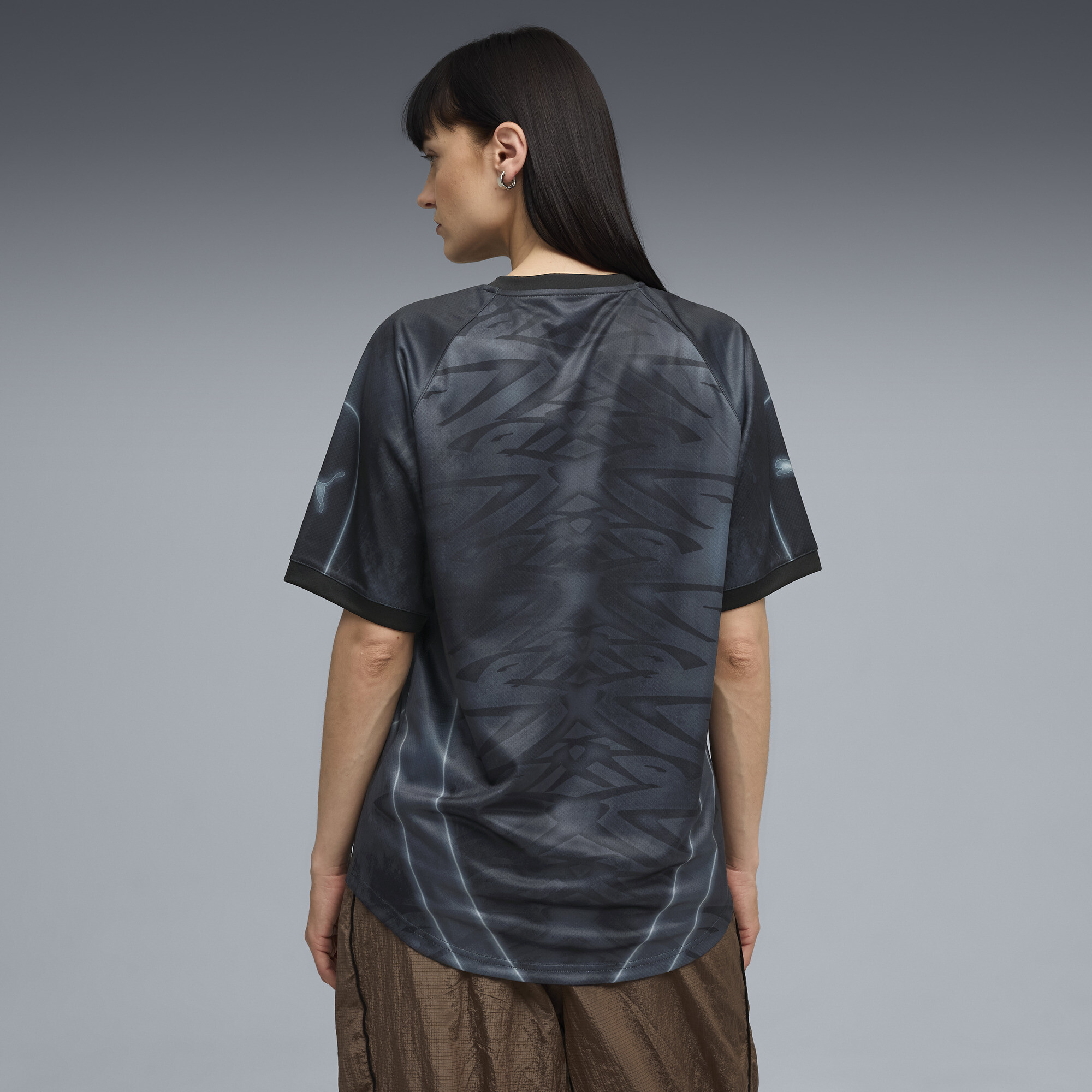 PUMATECH all-over print relaxed voetbalshirt uniseks, Zwart, Maat S thumbnail 5