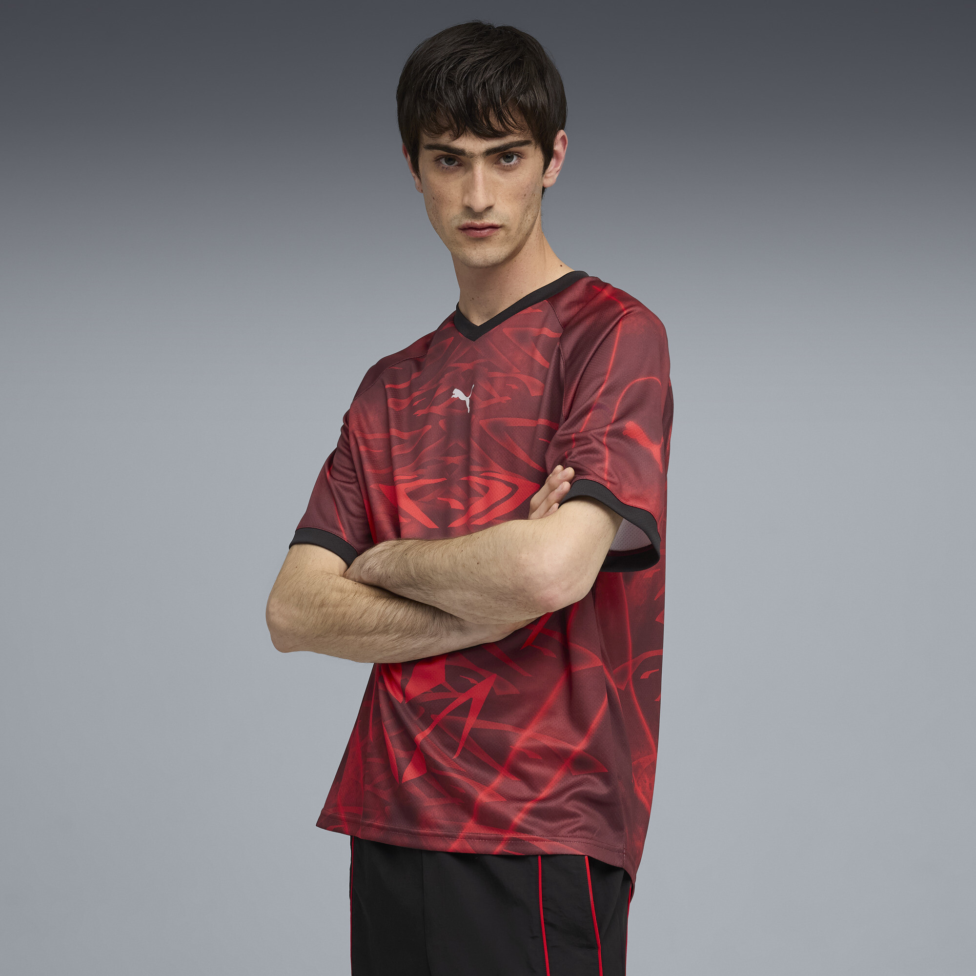 PUMA レッドシャツ XL PUMATECH All-Over Print Relaxed Football Jersey Unisex | red