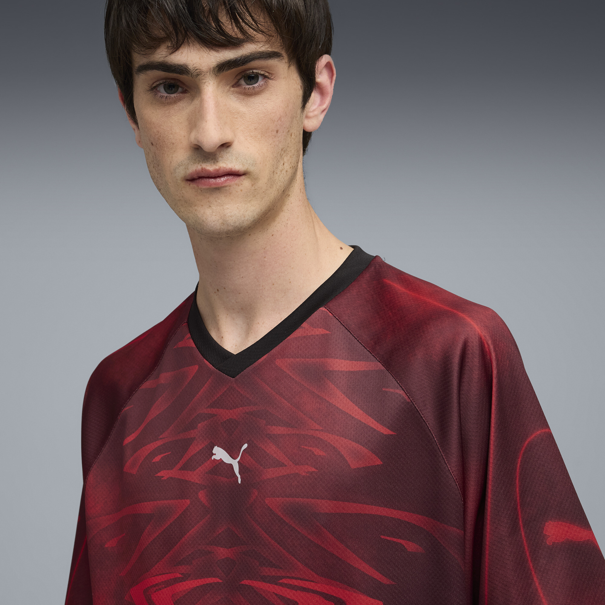 PUMATECH all-over print relaxed voetbalshirt uniseks, Rood, Maat XL thumbnail 7