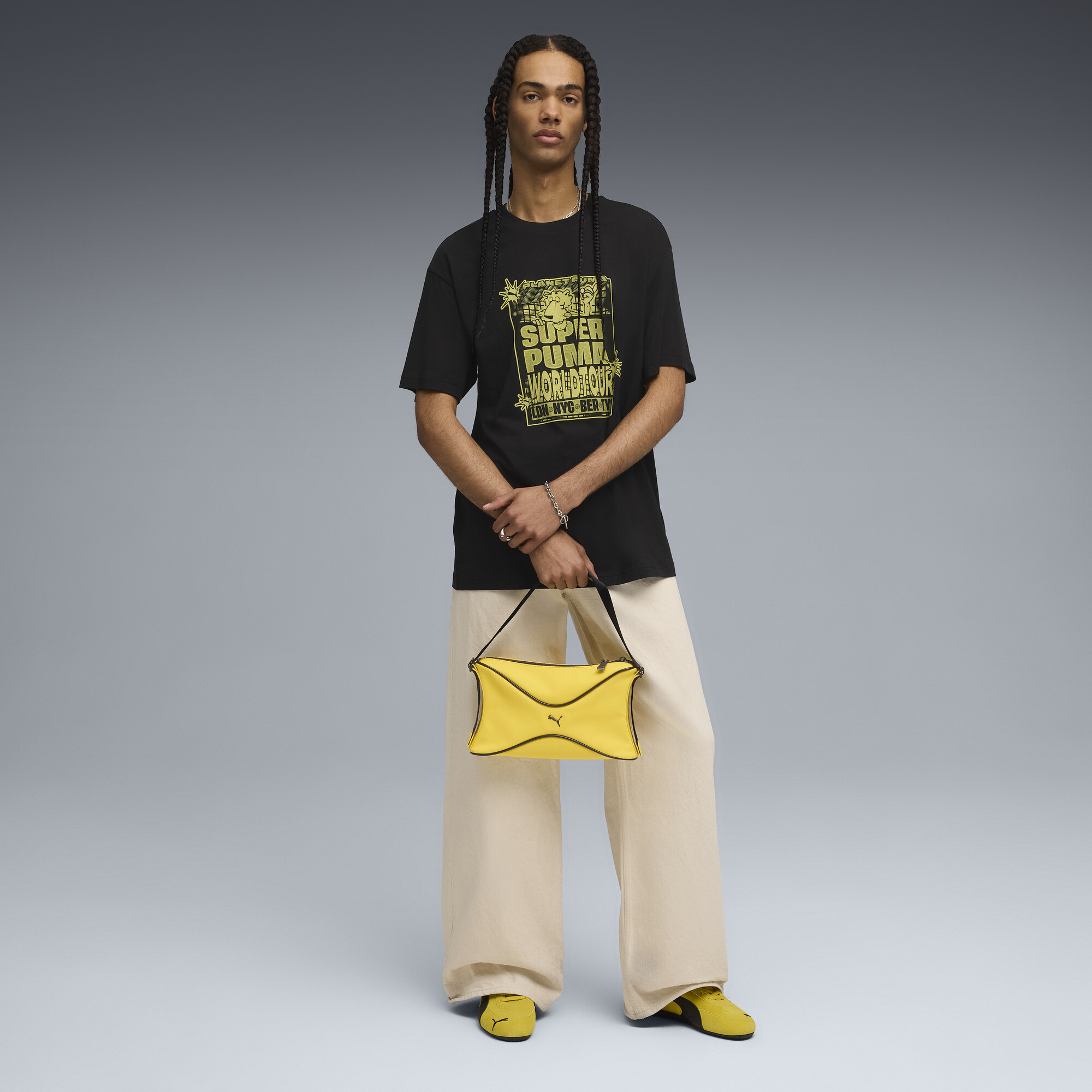 Graphic SUPER PUMA World Tour relaxed T-shirt voor Heren, Zwart, Maat XL thumbnail 4