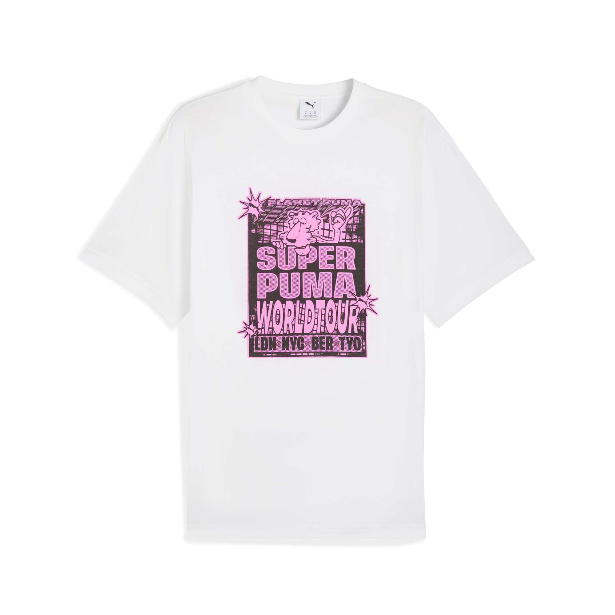 Graphic SUPER PUMA World Tour relaxed T-shirt voor Heren, Wit, Maat L thumbnail 3