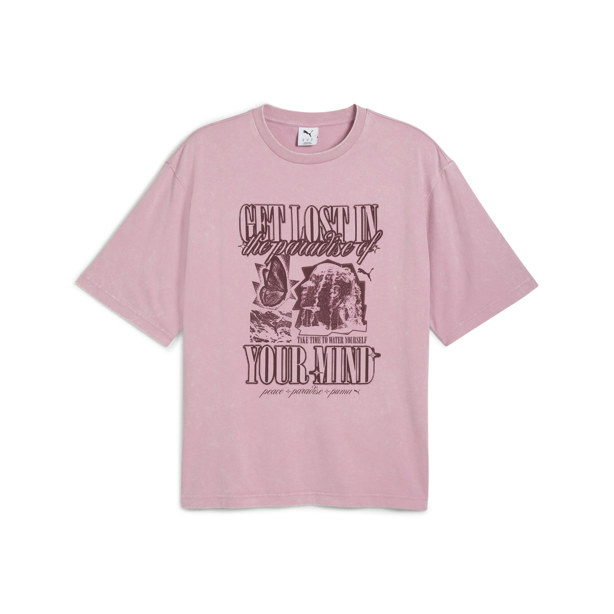 PUMA Graphic Paradise Mindset verwassen boxy T-shirt voor Heren, Roze, Maat M thumbnail 3