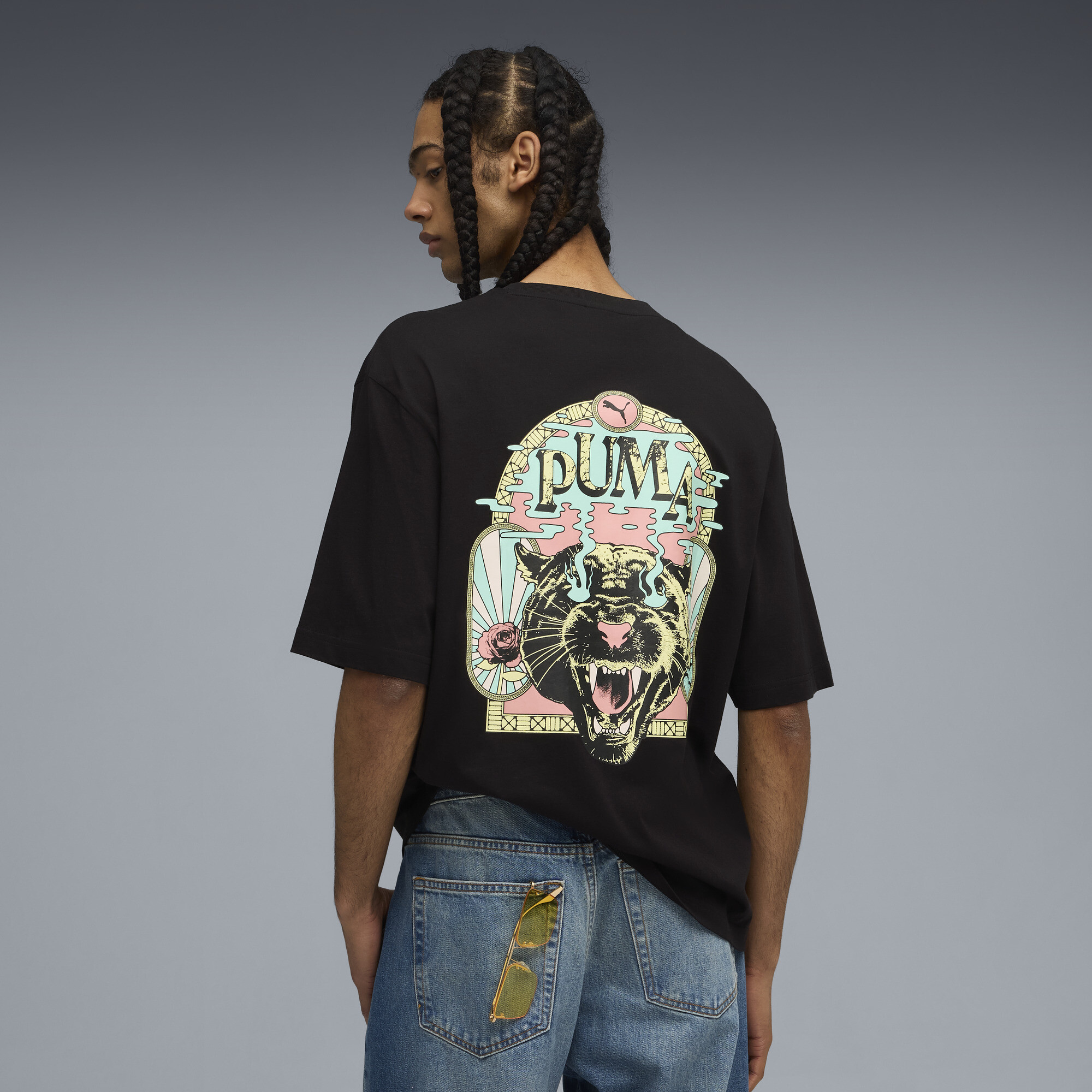 Graphic PUMA Fest boxy T-shirt voor Heren, Zwart, Maat XXL thumbnail 5