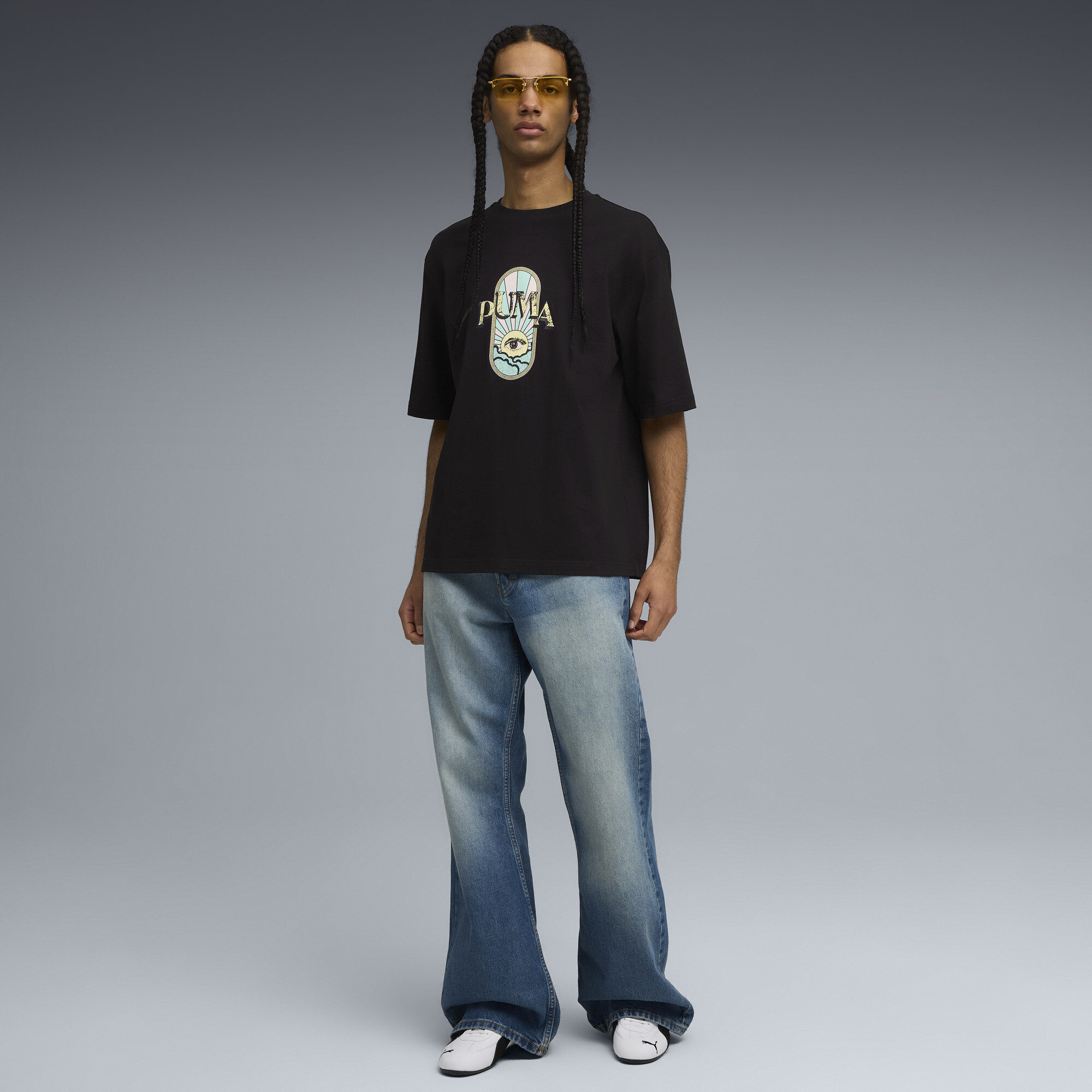 Graphic PUMA Fest boxy T-shirt voor Heren, Zwart, Maat XXL thumbnail 4