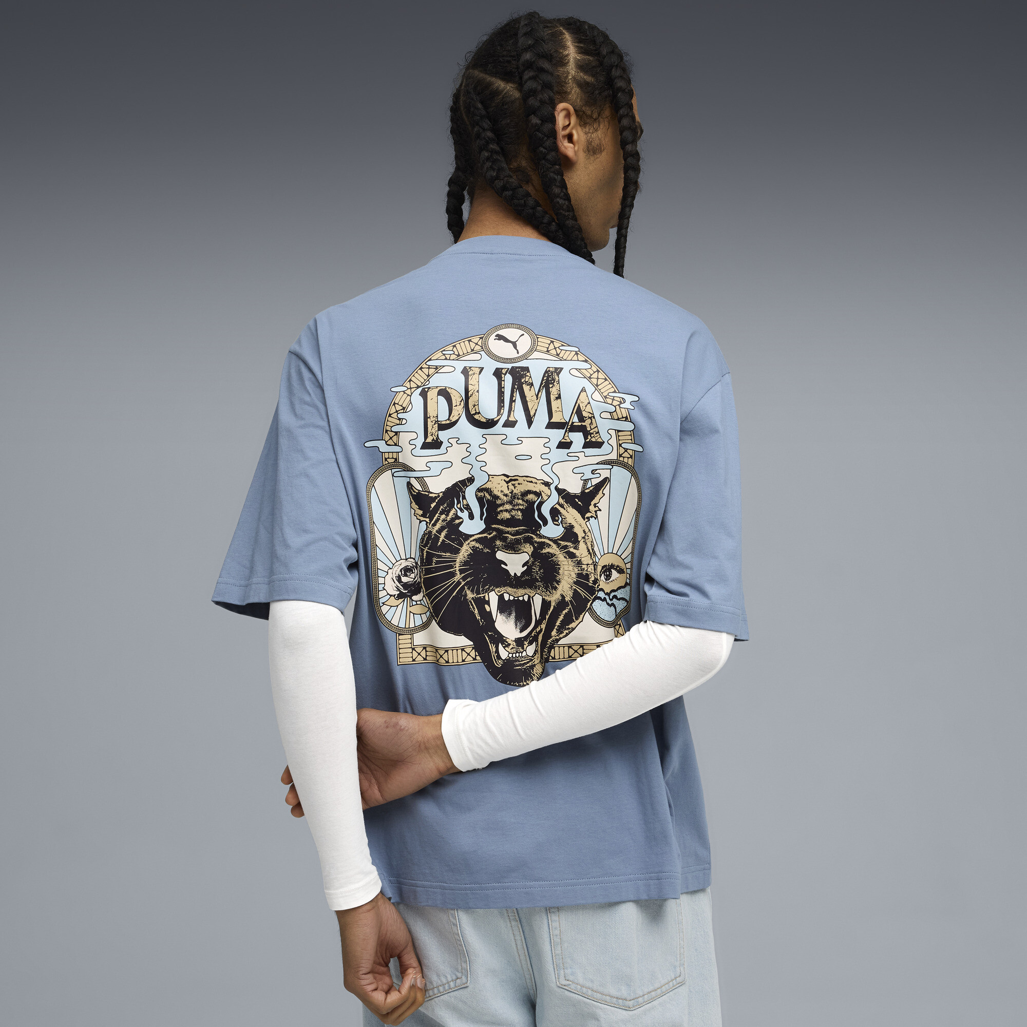 Graphic PUMA Fest boxy T-shirt voor Heren, Blauw, Maat M thumbnail 5