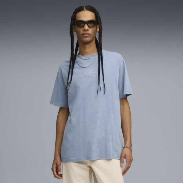 Remera estampada Font Play Washed para hombre, Cool Blue, large-ARG