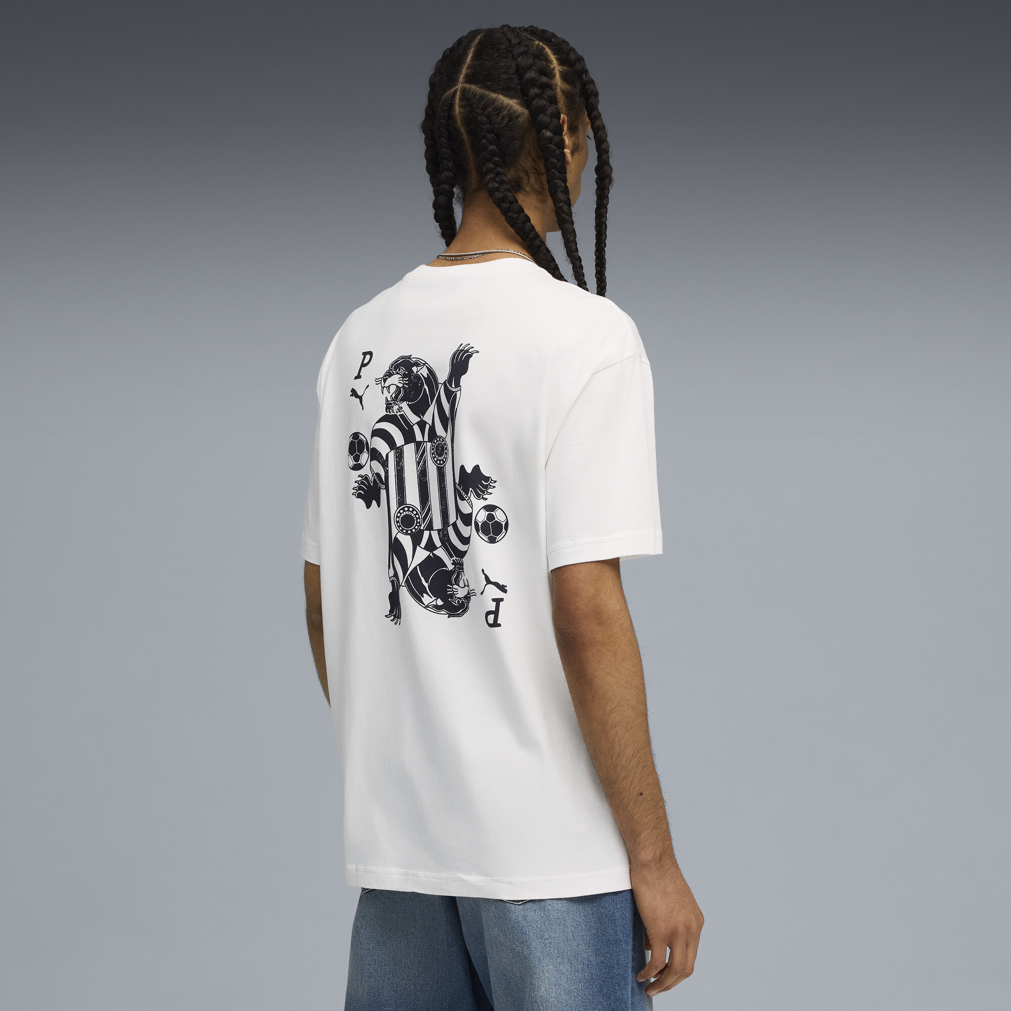 PUMA Graphic Card Play relaxed T-shirt voor Heren, Wit, Maat XXL thumbnail 5