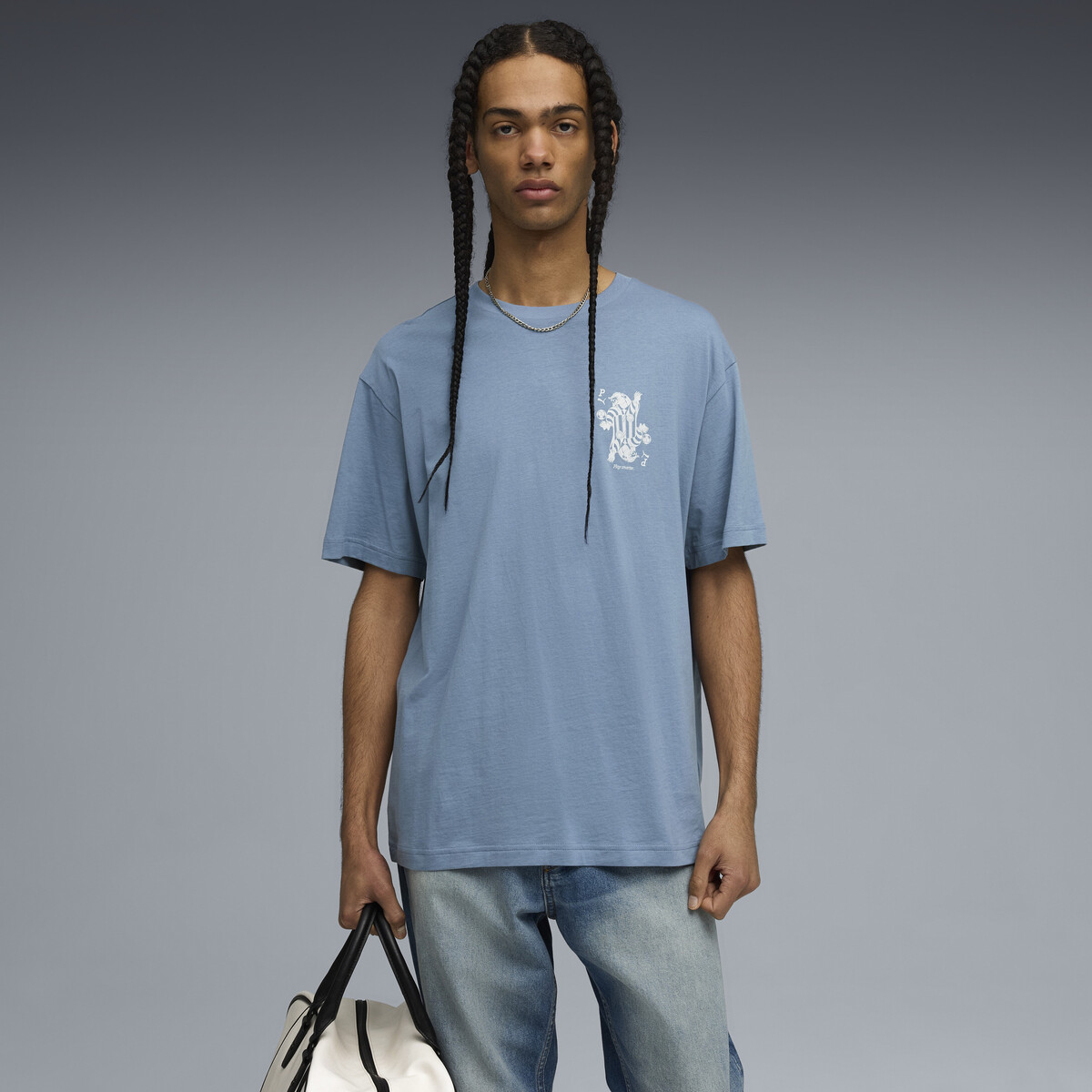 Graphic Card Play Relaxed T-Shirt Men in Cool Blue by PUMA, Medium