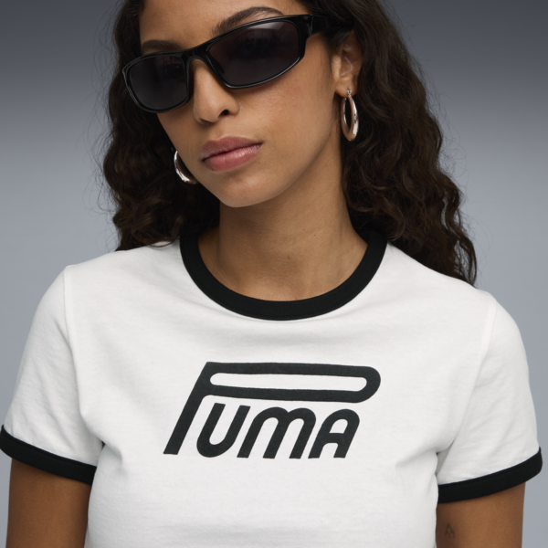 Playera semi-ajustada FUTURE.PUMA.ARCHIVE para mujer, PUMA White, large-MEX