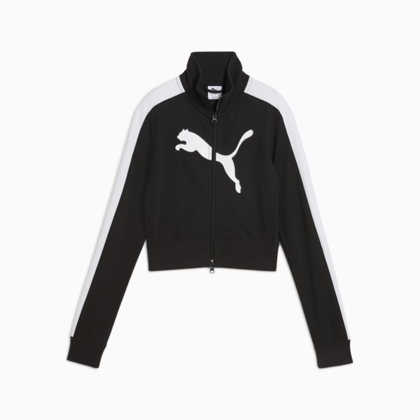 FUTURE.PUMA.ARCHIVE T7 Slim Cropped Track Jacket Women, PUMA Black-PUMA White, large-ZAF