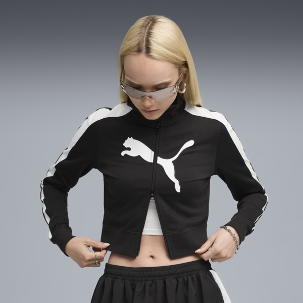 FUTURE.PUMA.ARCHIVE T7 Slim Cropped Track Jacket Women, PUMA Black-PUMA White, large-ZAF