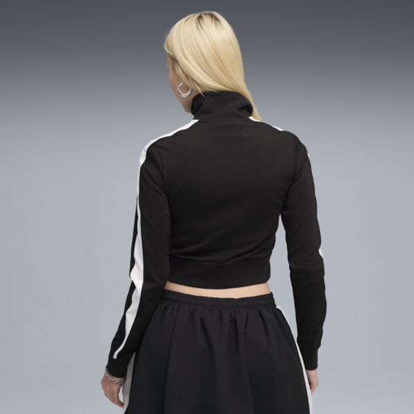 FUTURE.PUMA.ARCHIVE T7 Slim Cropped Track Jacket Women, PUMA Black-PUMA White, large-ZAF