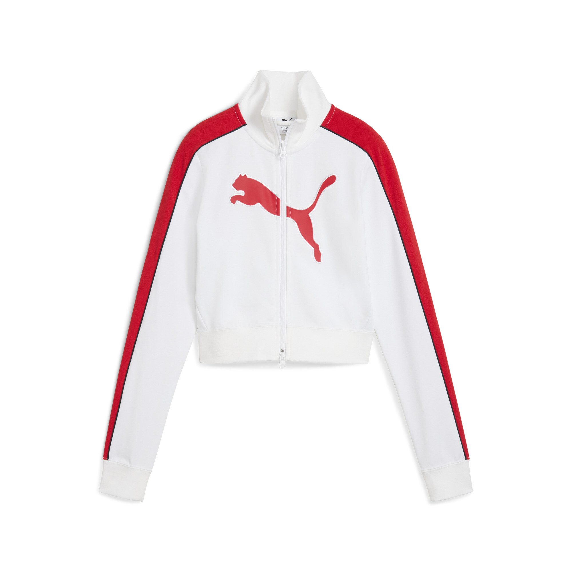 FUTURE.PUMA.ARCHIVE T7 slim cropped trainingsjack voor Dames, Rood/Wit, Maat M thumbnail 3
