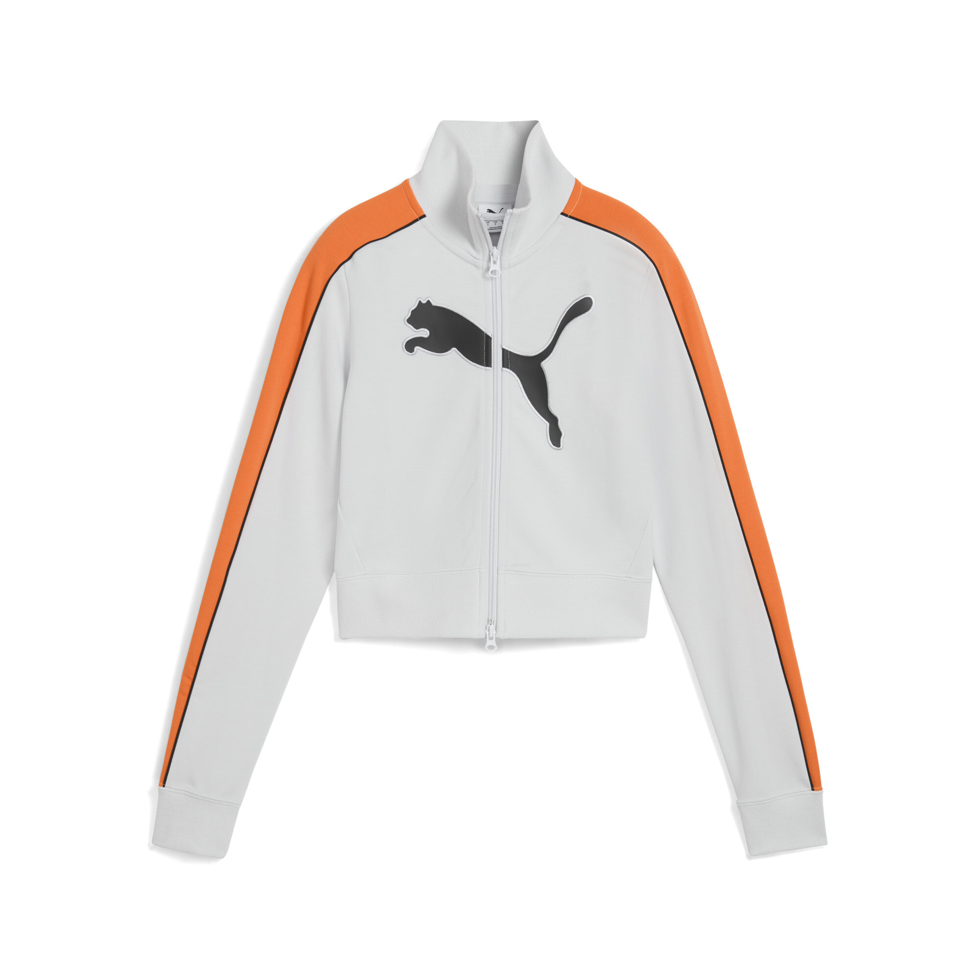 FUTURE.PUMA.ARCHIVE T7 slim cropped trainingsjack voor Dames, Oranje/Zilver, Maat L thumbnail 3