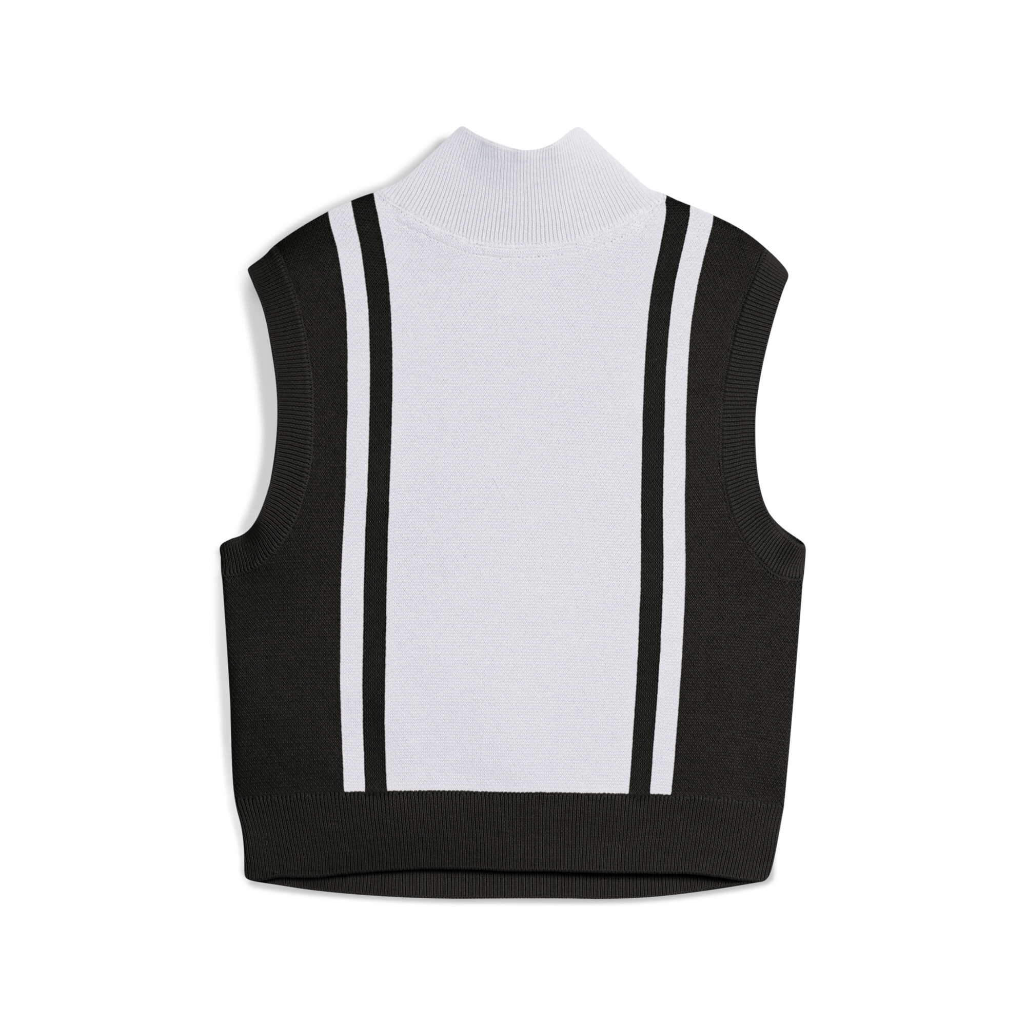 FUTURE.PUMA.ARCHIVE gebreide tanktop met halve rits voor Dames, Zwart/Wit, Maat XS thumbnail 2