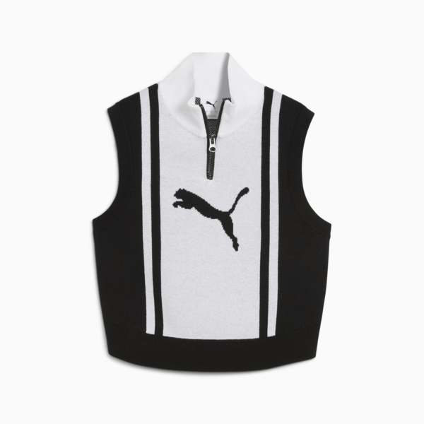 FUTURE.PUMA.ARCHIVE Half-Zip Knitted Tank Women, PUMA Black-PUMA White, large-ZAF