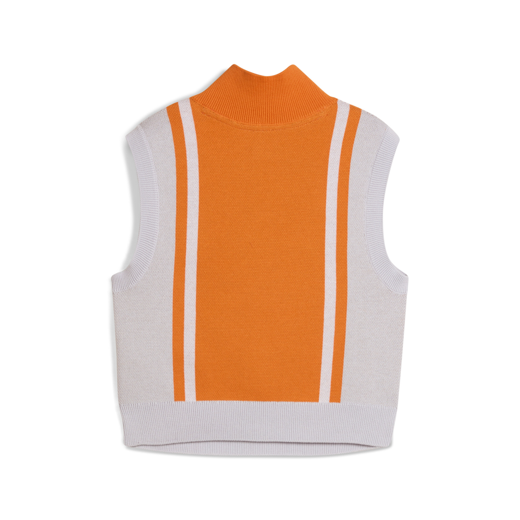 FUTURE.PUMA.ARCHIVE gebreide tanktop met halve rits voor Dames, Oranje/Zilver, Maat M thumbnail 2
