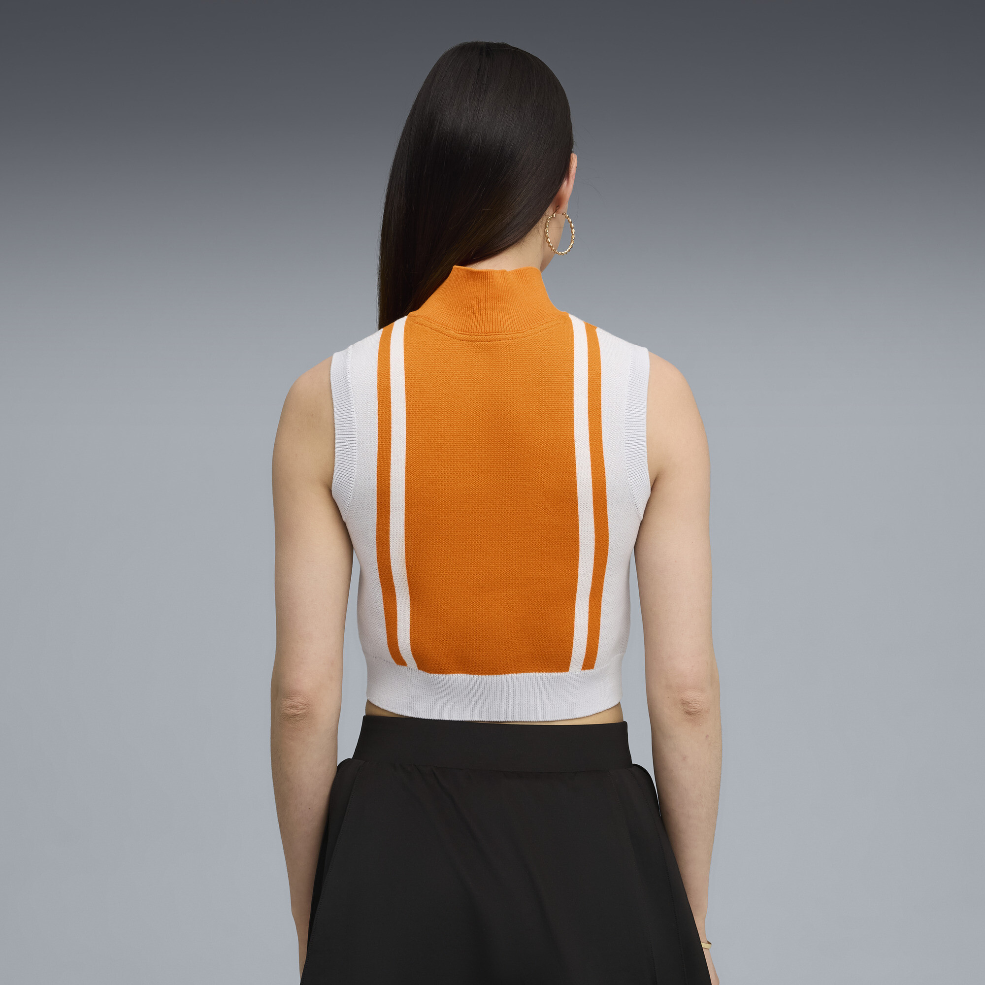 FUTURE.PUMA.ARCHIVE gebreide tanktop met halve rits voor Dames, Oranje/Zilver, Maat M thumbnail 5
