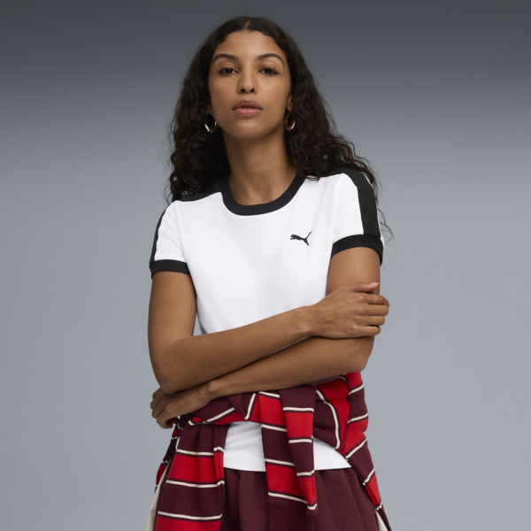 T7 Slim Tee Women, PUMA White, large-ZAF