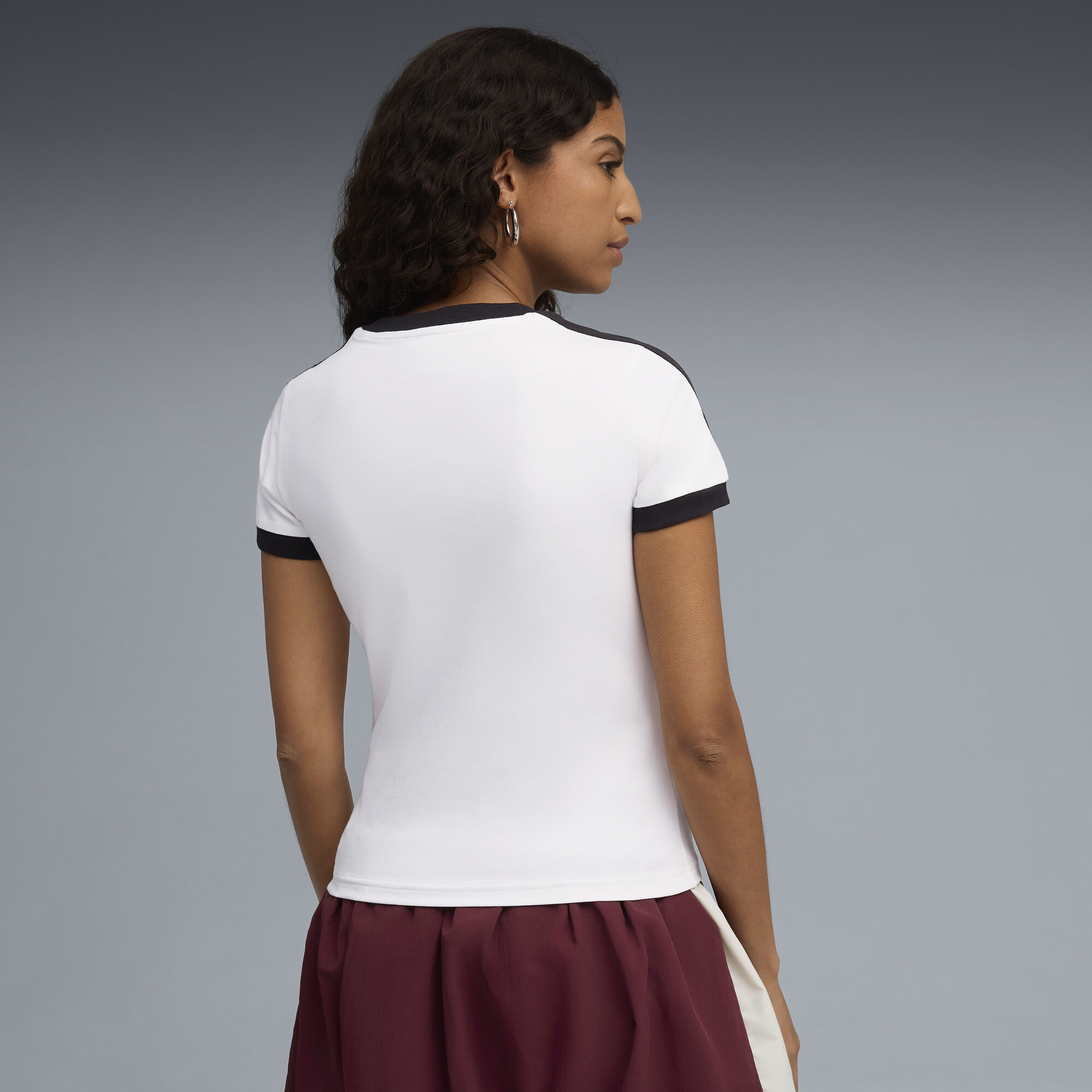 PUMA T7 Slim T-shirt voor Dames, Wit, Maat XL thumbnail 5