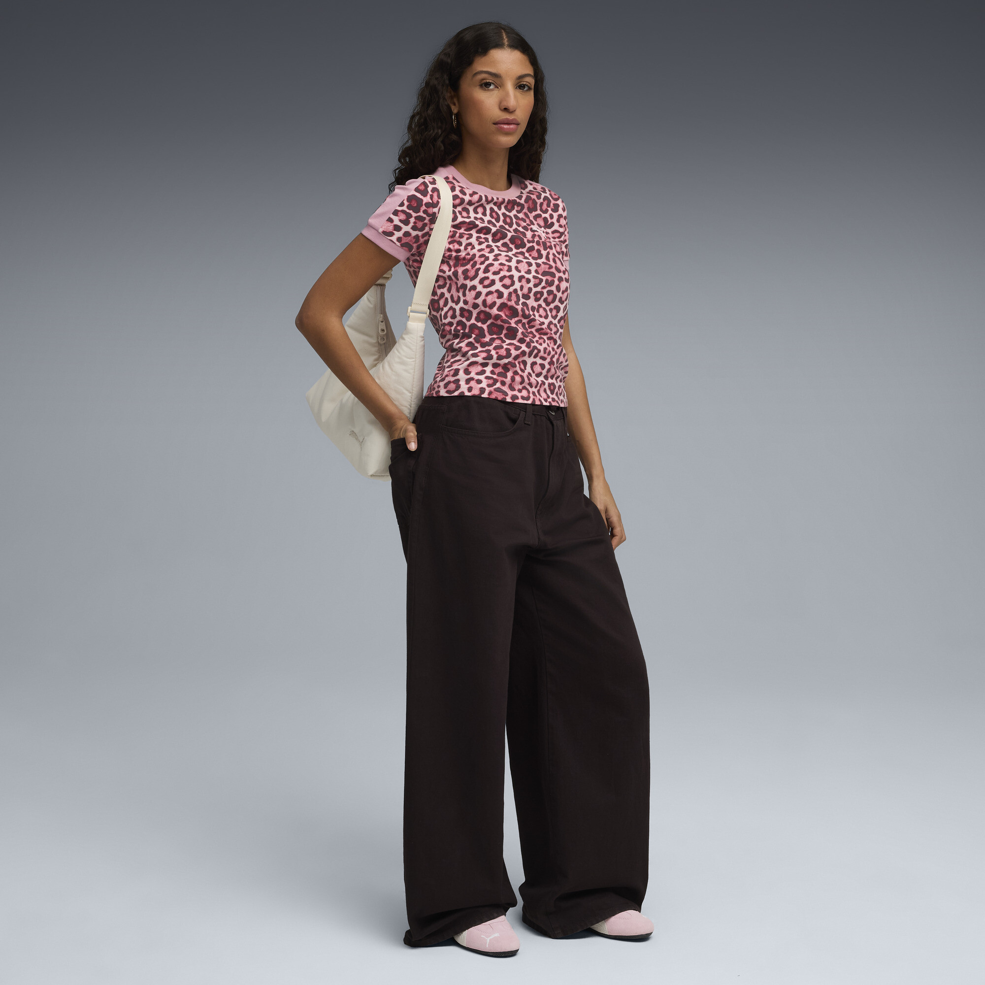 PUMA T7 Leo Luxe Slim T-shirt voor Dames, Roze, Maat L thumbnail 4