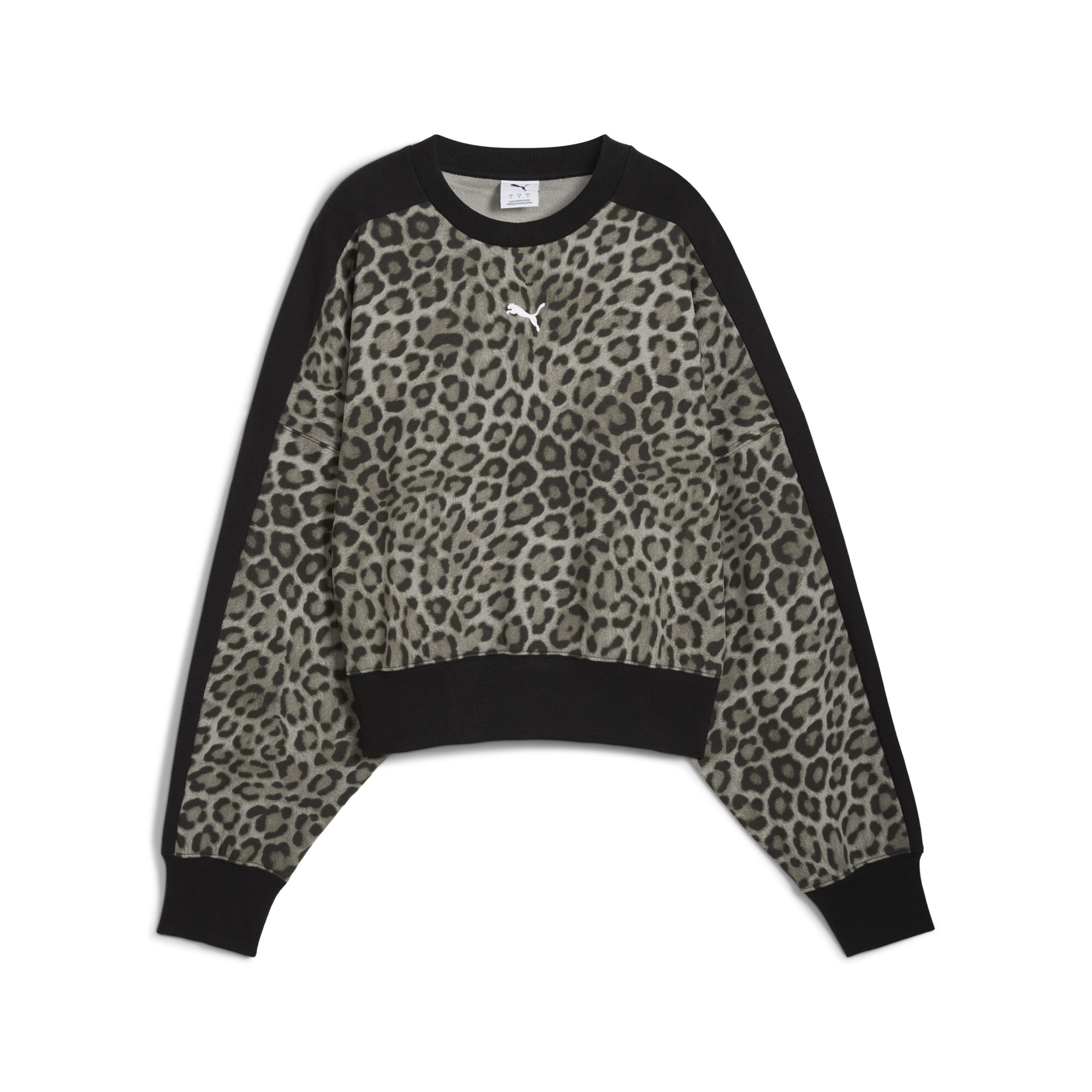 PUMA T7 Leo Luxe oversized sweater met ronde hals voor Dames, Zwart, Maat XS thumbnail 3